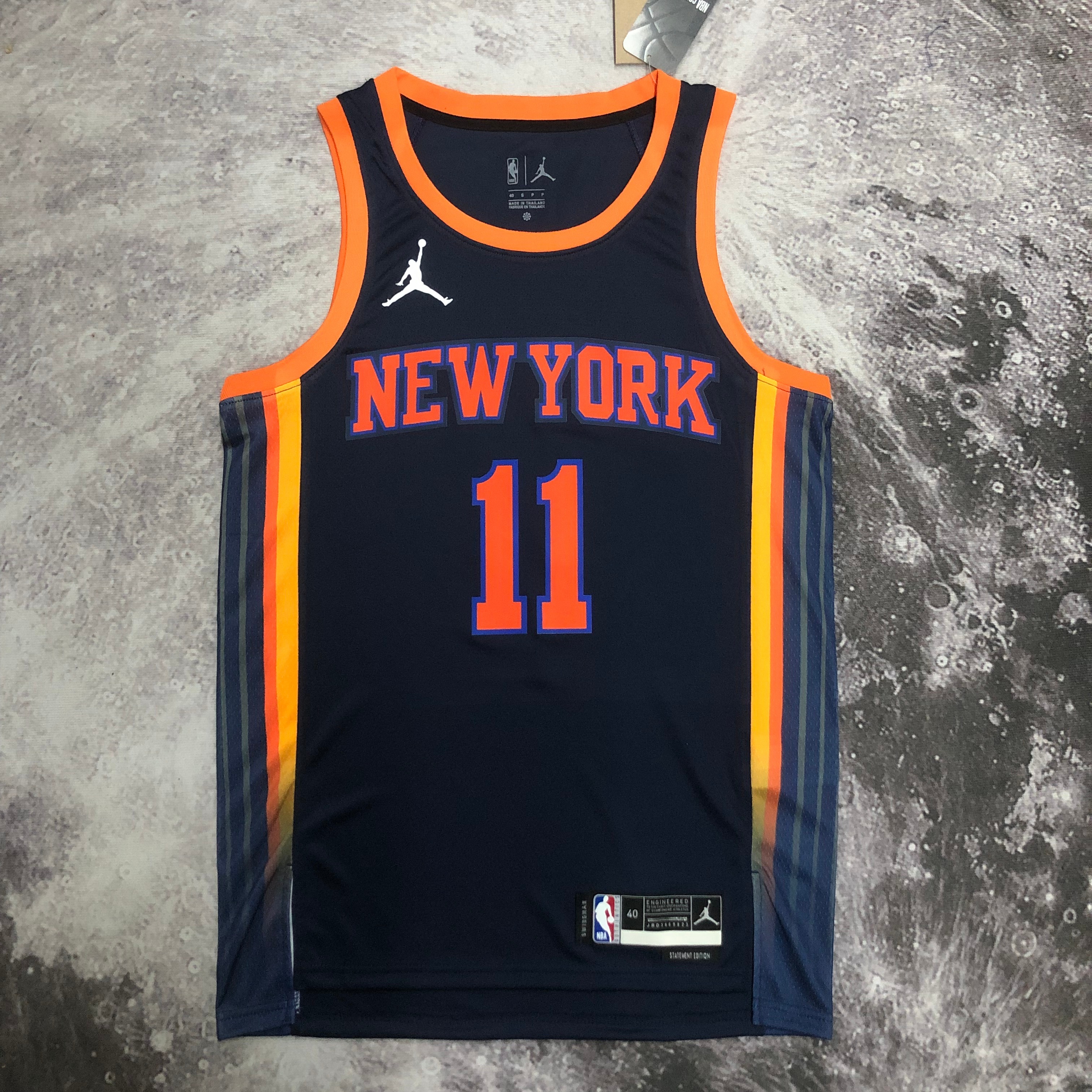 NBA Men 2023 New York Knicks Dark Blue with Jordan Logo #11 BRUNSON Jersey High Quality Name and Number Print - leoleo123123