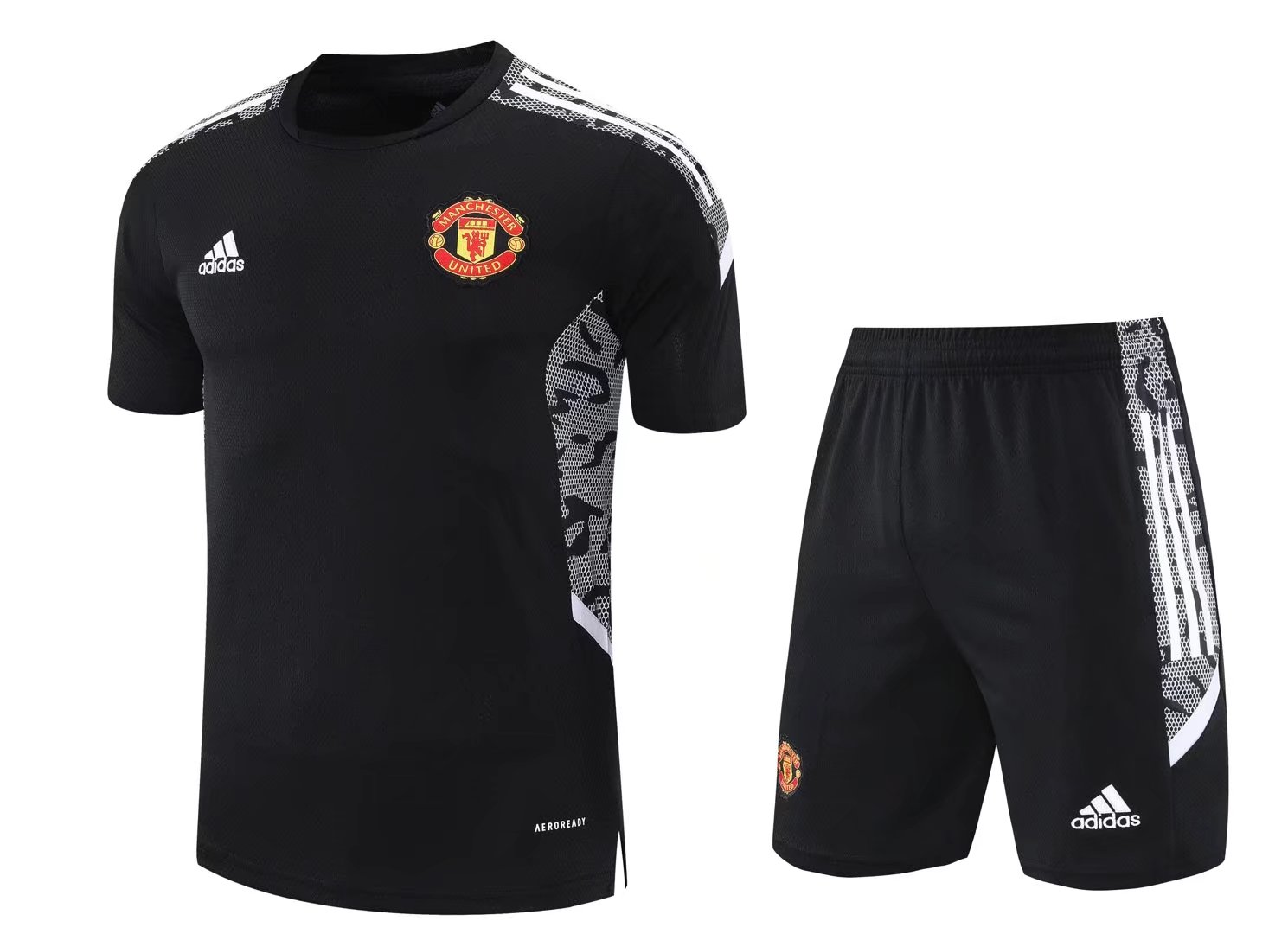 21/22 Manchester United Black Training Set--Short sleeve and Short Pant Training Tracksuit - leoleo123123
