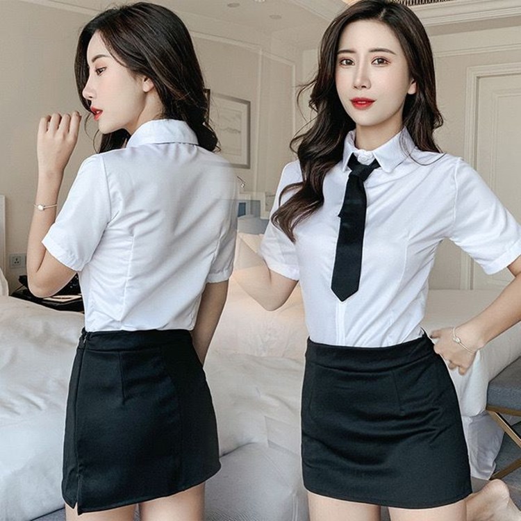 新品情趣内衣女秘书装学生制服性感白衣黑裙水手职业弹力套装代发 - leoleo123123