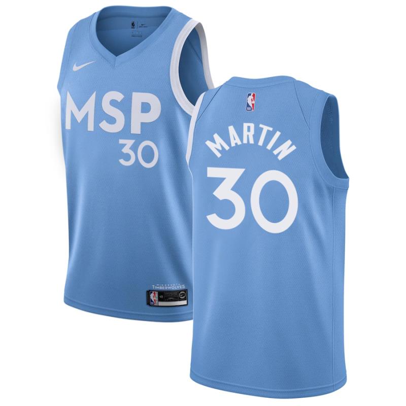 NBA Men Minnesota Timberwolves Light Blue City #30 MARTIN Jersey High Quality Name and Number Print - leoleo123123
