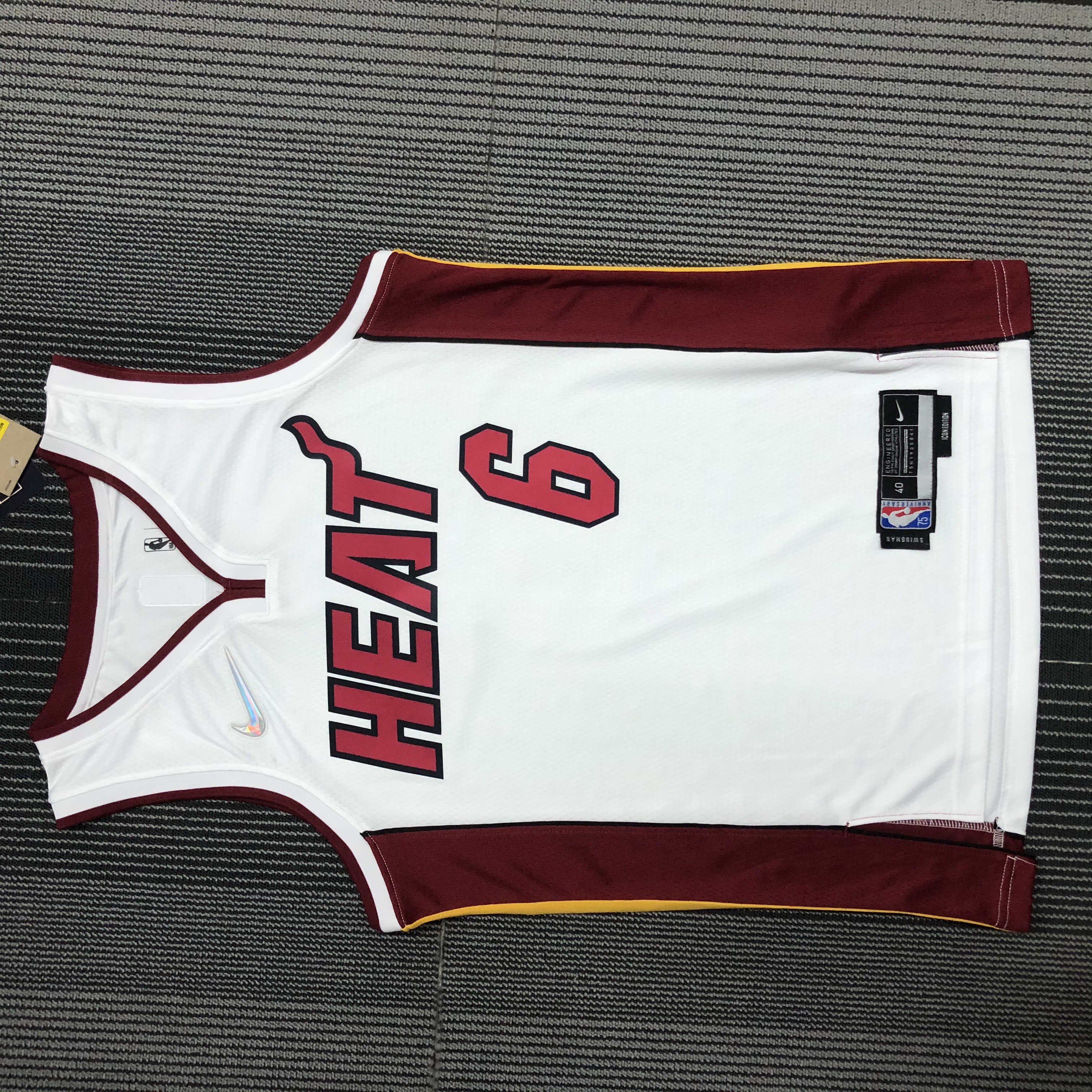 NBA Men 75th Anniversary Miami Heat White #6 JAMES Jersey High Quality Name and Number Print - leoleo123123
