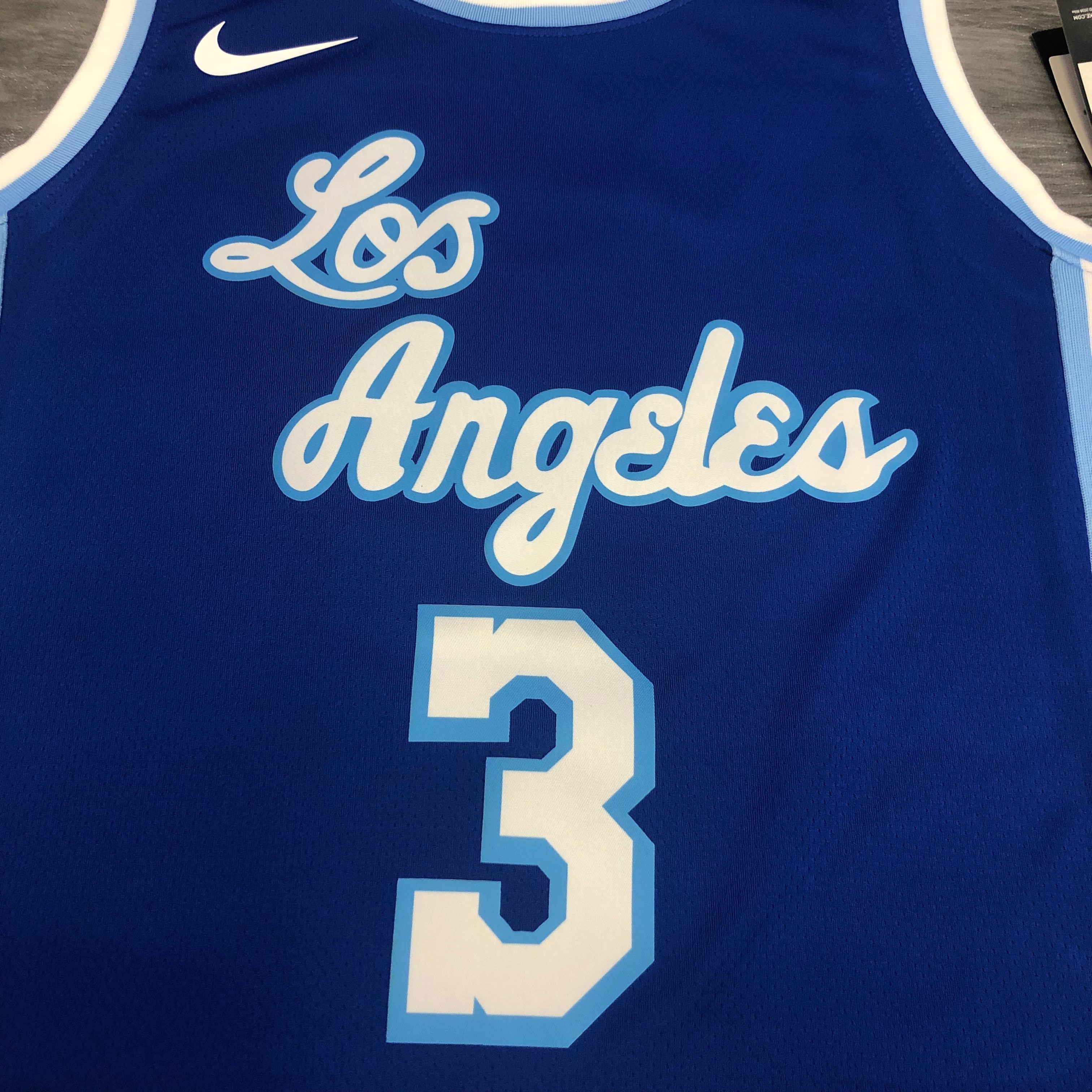 NBA Men Los Angeles Lakers Retro in Latin #3 DAVIS Blue Round Neck Jersey High Quality Name and Number Print - leoleo123123