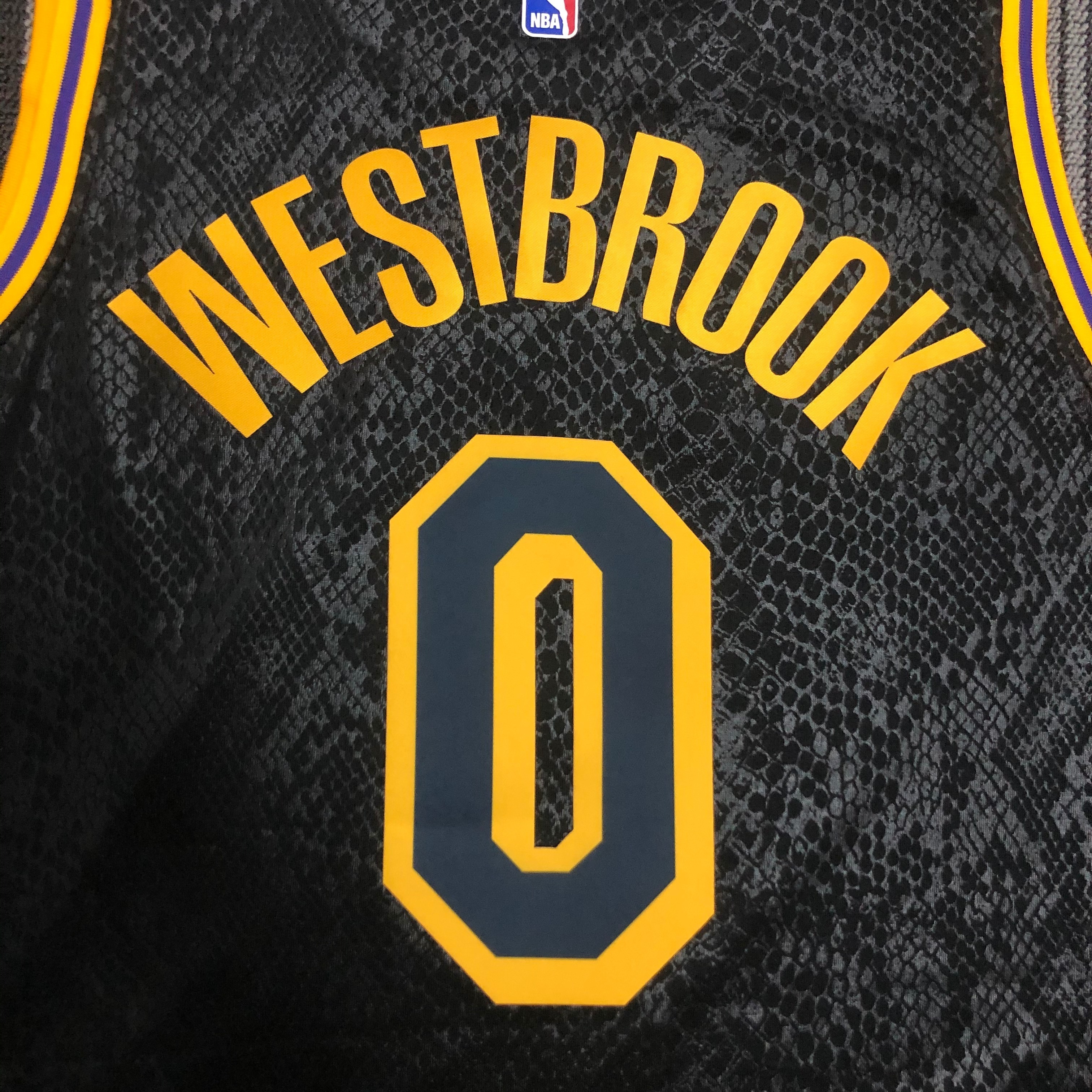 NBA Men Los Angeles Lakers Black #0 WESTBROOK Round Neck Jersey High Quality Name and Number Print - leoleo123123