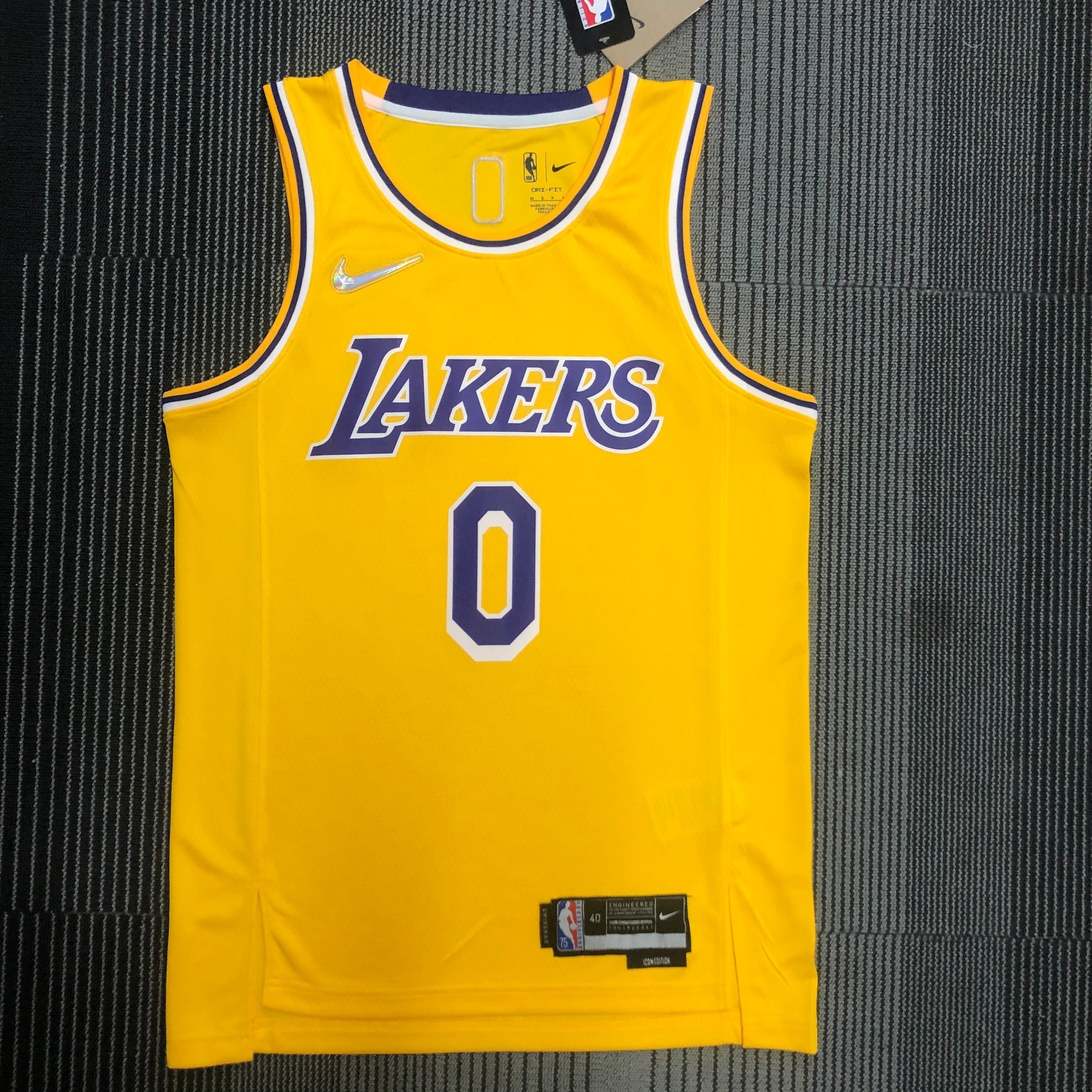 NBA 75th Anniversary Los Angeles Lakers Yellow Round Neck #0 YOUNG Jersey High Quality Name and Number Print - leoleo123123