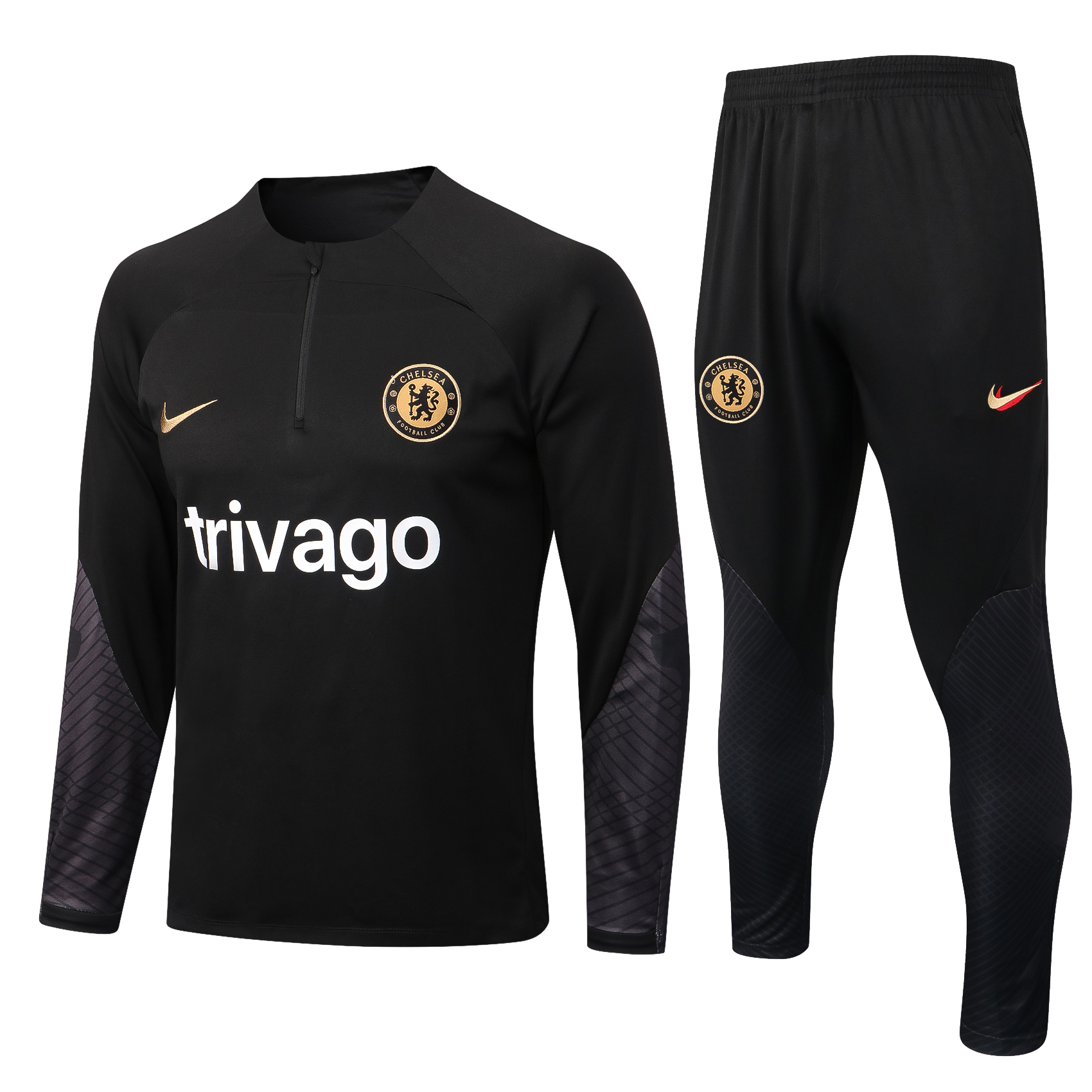 22-23 Chelsea Black Sweater Tracksuit with Ink-jet Printing Thai Quality - leoleo123123