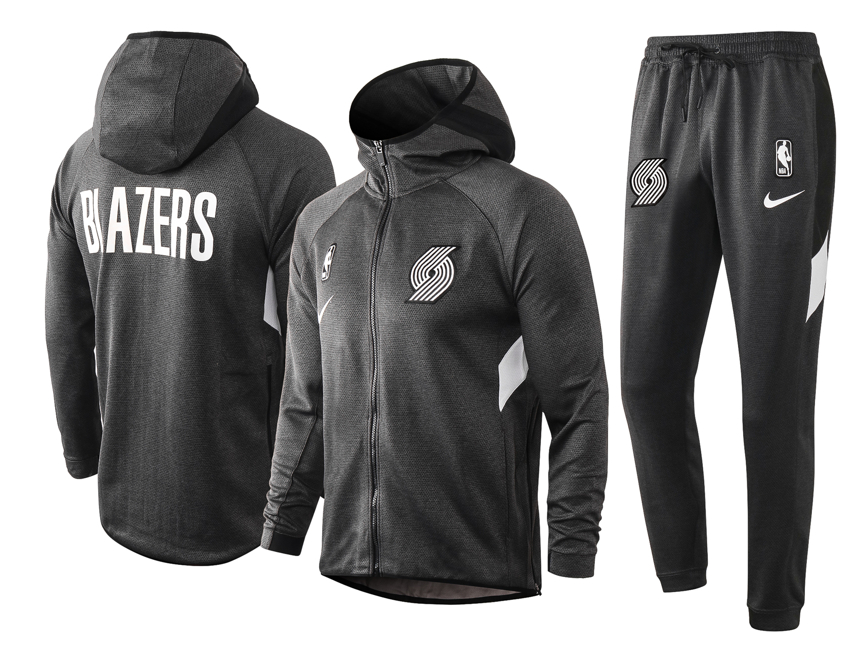 NBA Portland Trail Blazers Dark Grey with Cap Jacket Tracksuit High Quality - leoleo123123