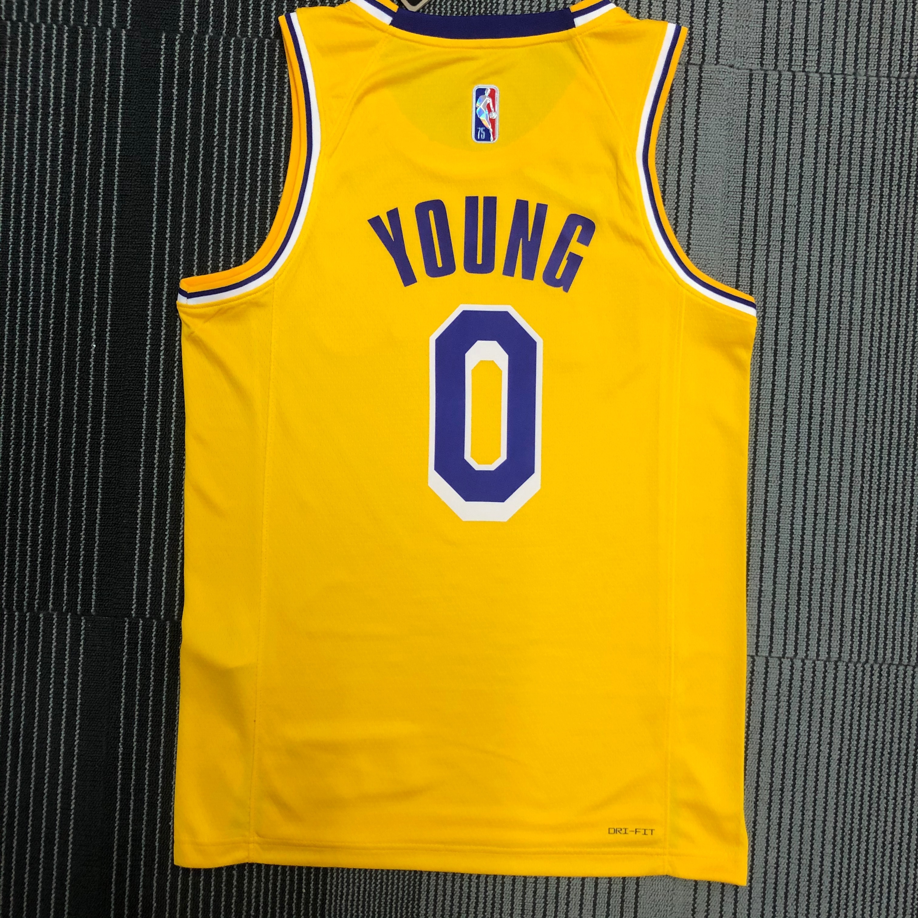 NBA 75th Anniversary Los Angeles Lakers Yellow Round Neck #0 YOUNG Jersey High Quality Name and Number Print - leoleo123123