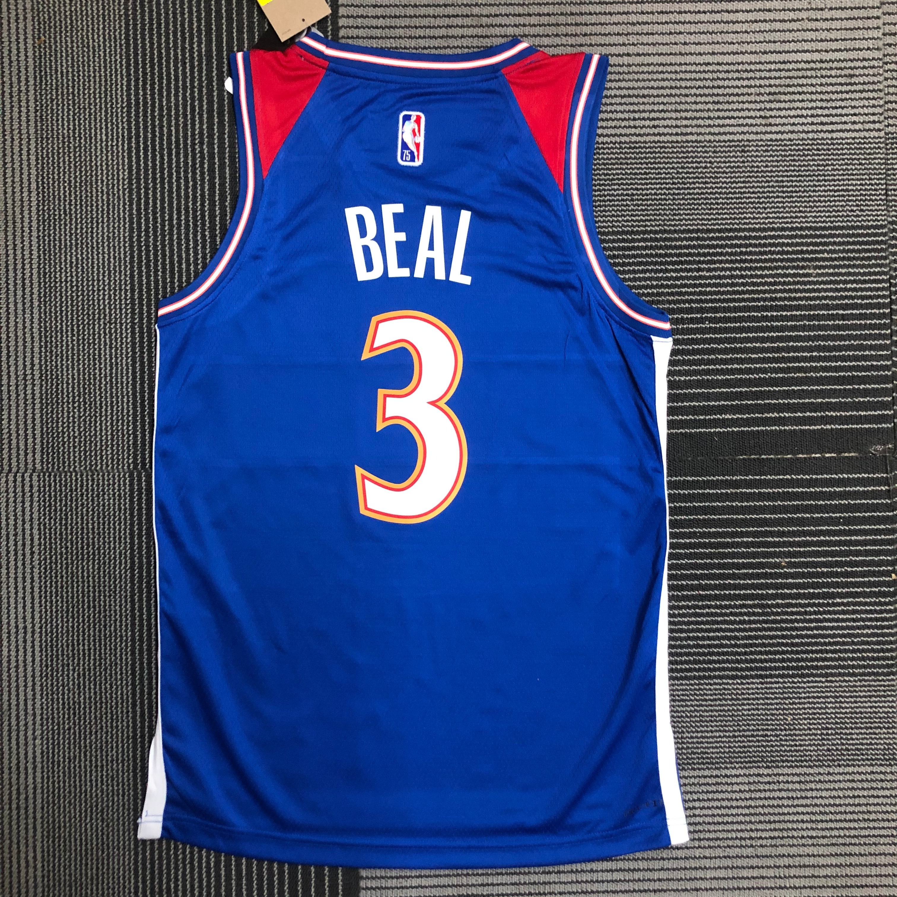 NBA Men 75th Anniversary Season 2022 Washington Wizards Blue #3 BEAL Jersey High Quality Name and Number Print - leoleo123123