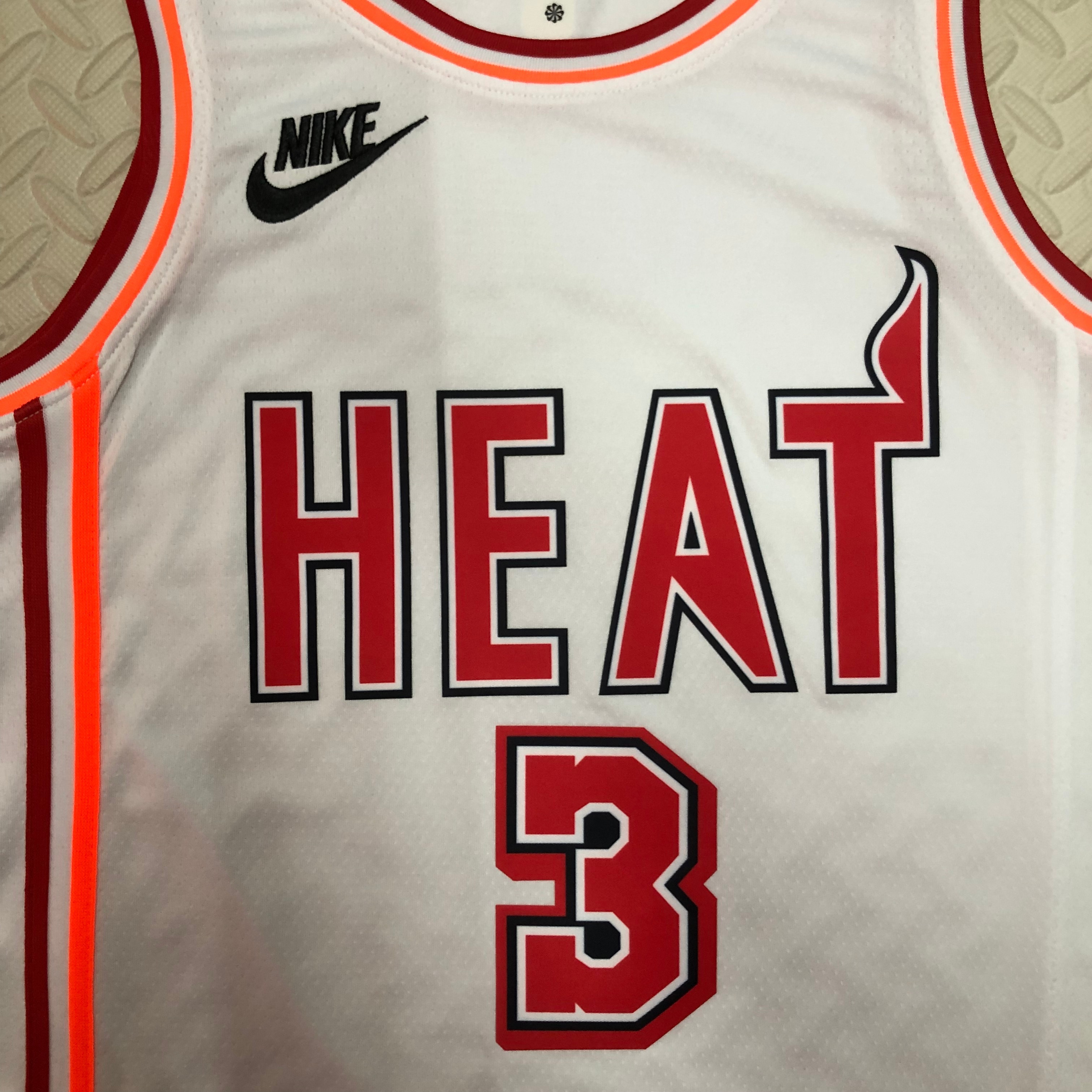 NBA Men Season 2023 Miami Heat White Retro #3 WADE Jersey High Quality Name and Number Print - leoleo123123