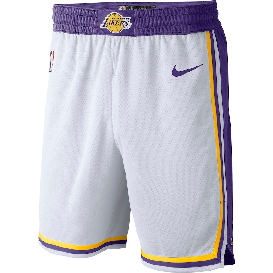 NBA Men Los Angeles Lakers Retro White Pant Short High Quality Name and Number Print - leoleo123123