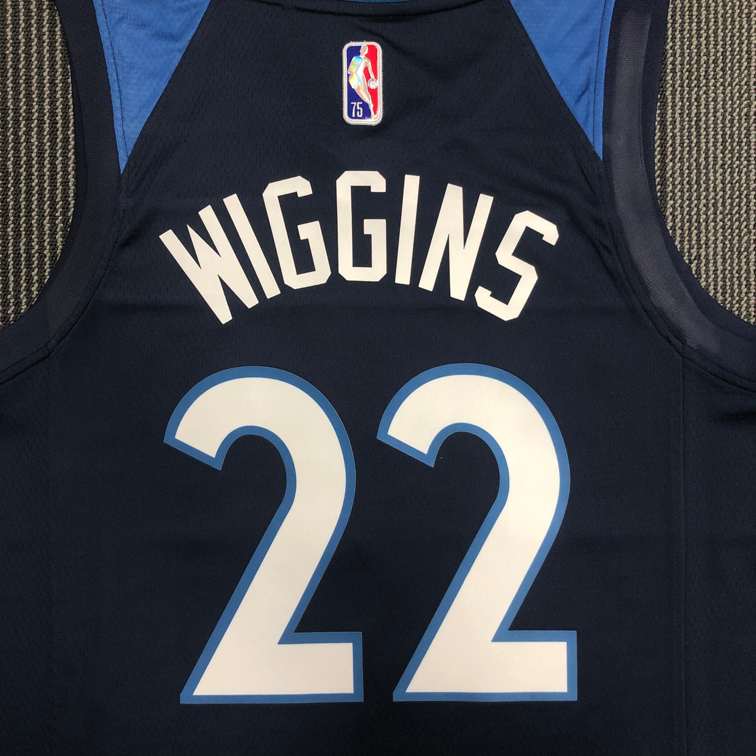 NBA Men 75th Anniversary Minnesota Timberwolves Dark Blue #22 WIGGINS Jersey High Quality Name and Number Print - leoleo123123