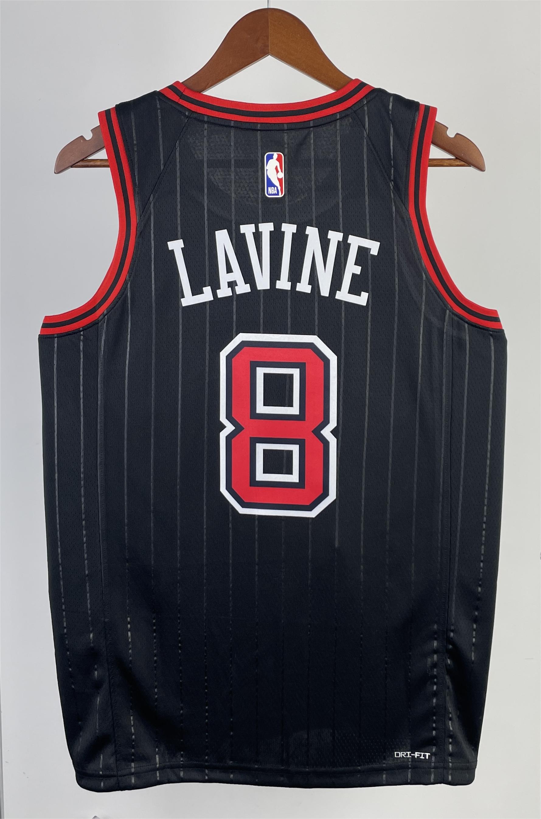 NBA Men 2023 Chicago Bulls Black with Jordan Logo #8 LAVINE Jersey High Quality Name and Number Print - leoleo123123