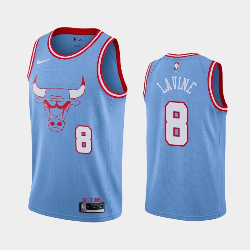 NBA Men Chicago Bulls 19-20 Season Light Blue #8 LAVINE Jersey High Quality Name and Number Print - leoleo123123