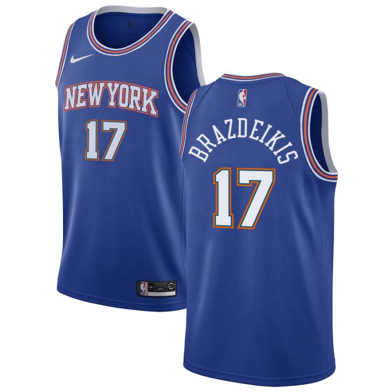 NBA Men New York Knicks Blue #17 BRAZDEIKIS Jersey High Quality Name and Number Print - leoleo123123