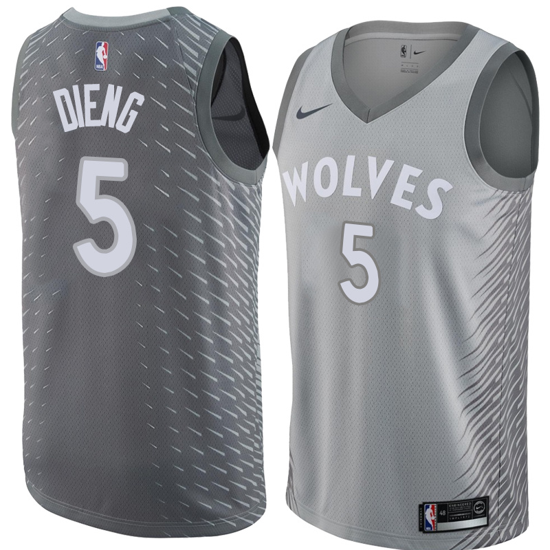 NBA Men Minnesota Timberwolves Grey City #5 DIENG Jersey High Quality Name and Number Print - leoleo123123