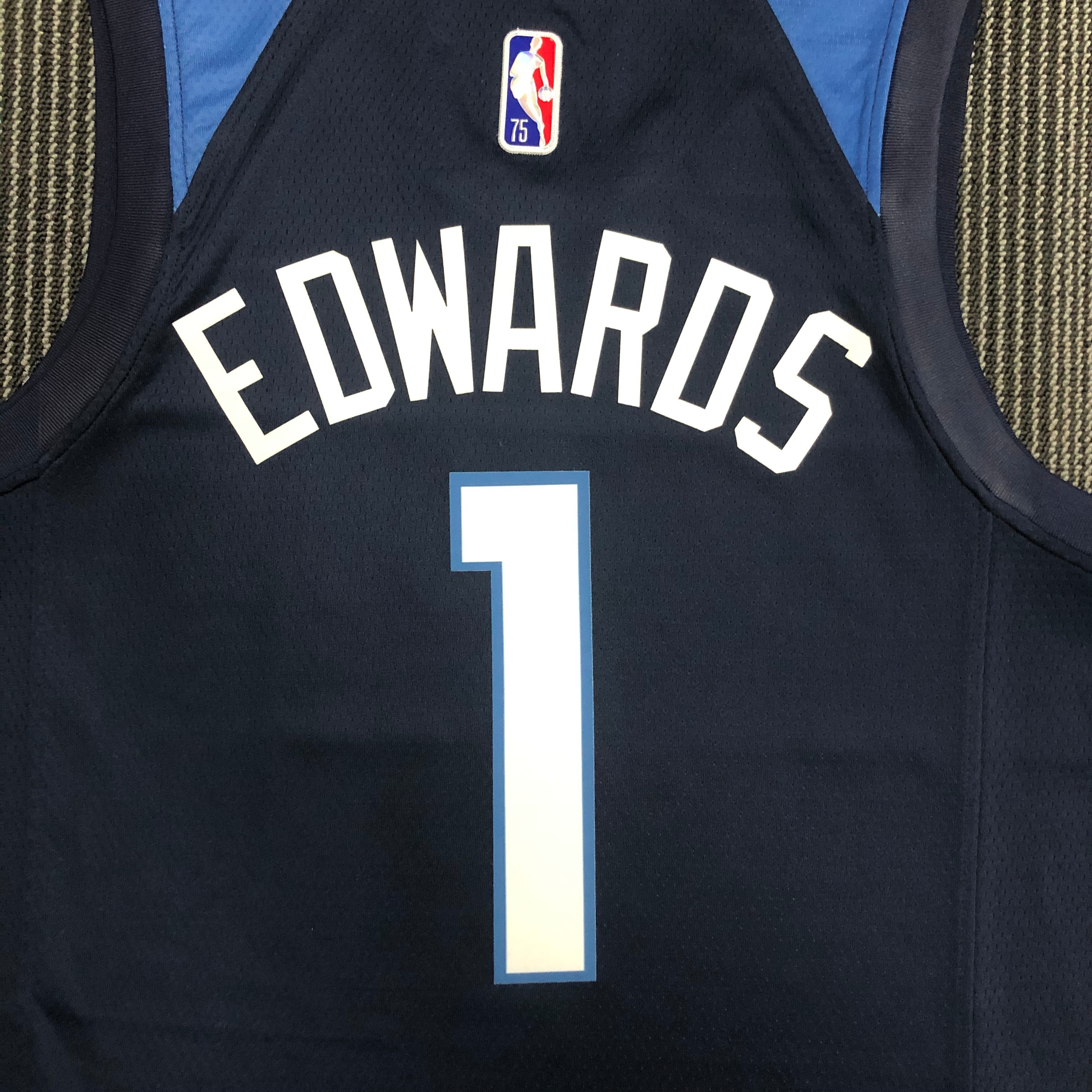 NBA Men 75th Anniversary Minnesota Timberwolves Dark Blue #1 EDWARDS Jersey High Quality Name and Number Print - leoleo123123