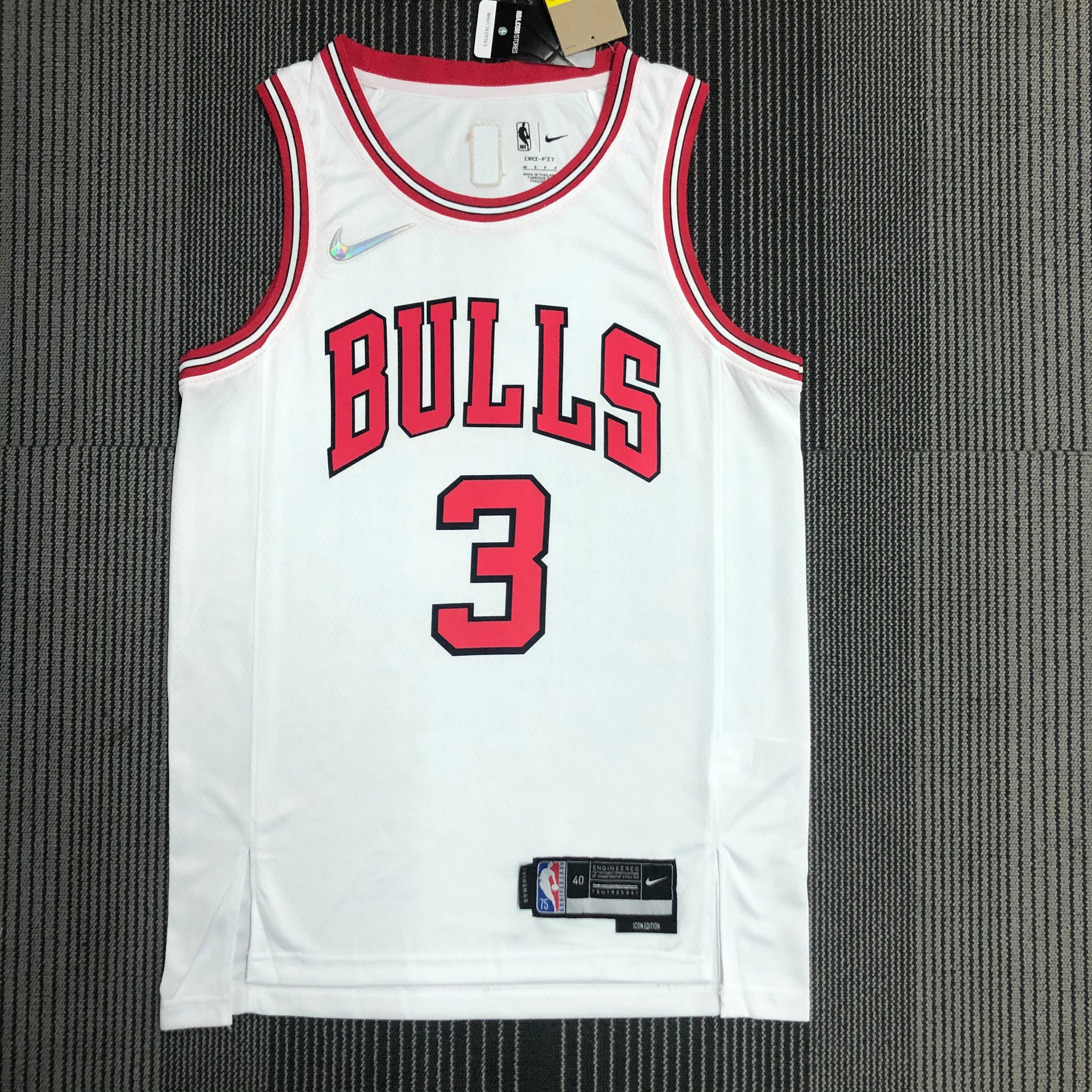 NBA Men 75th Anniversary Chicago Bulls White #3 WADE Jersey High Quality Name and Number Print - leoleo123123