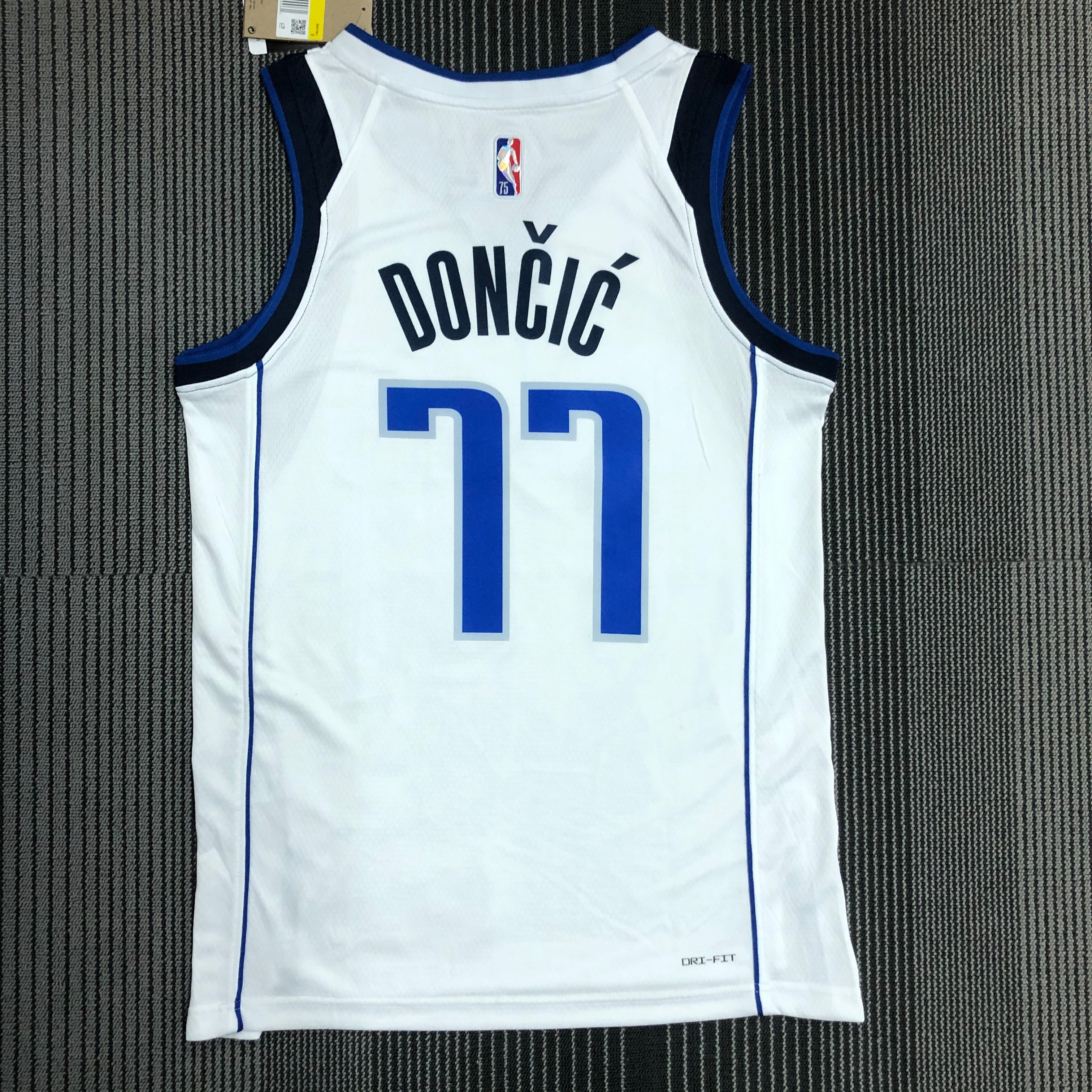 NBA Men 75th Anniversary Dallas Mavericks White #77 DONCIC Jersey High Quality Name and Number Print - leoleo123123
