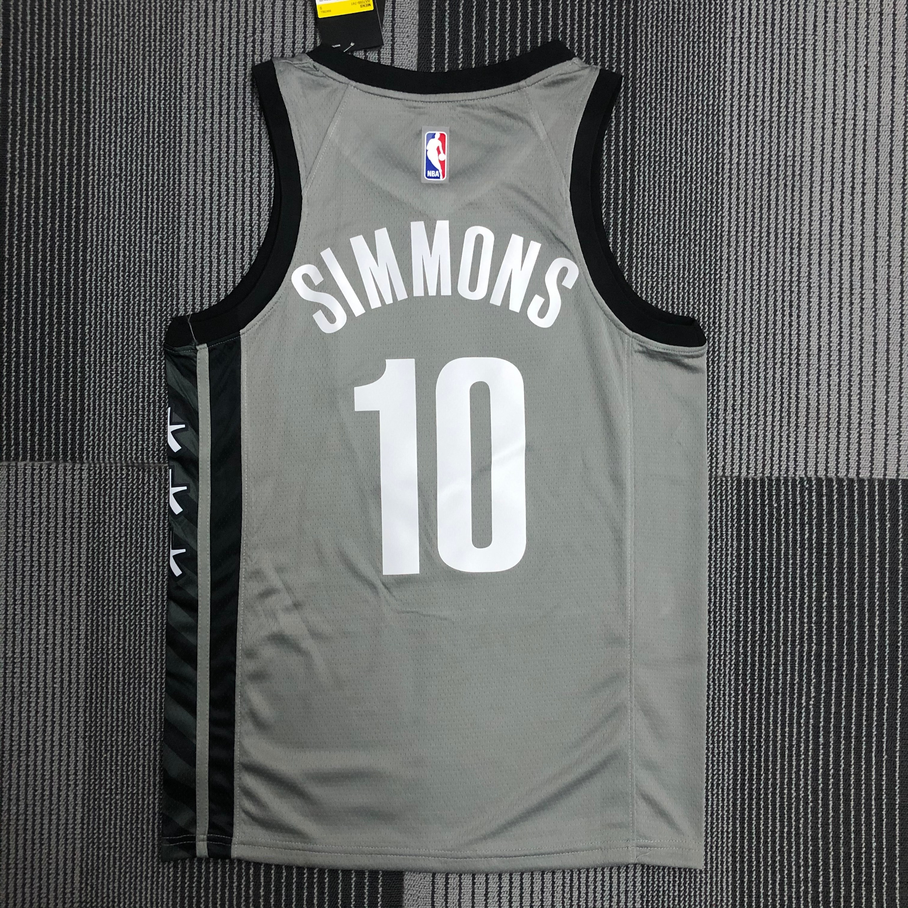 NBA Men 75th Anniversary Brooklyn Nets Grey with Jordan Logo #10 SIMMONS Jersey High Quality Name and Number Print - leoleo123123