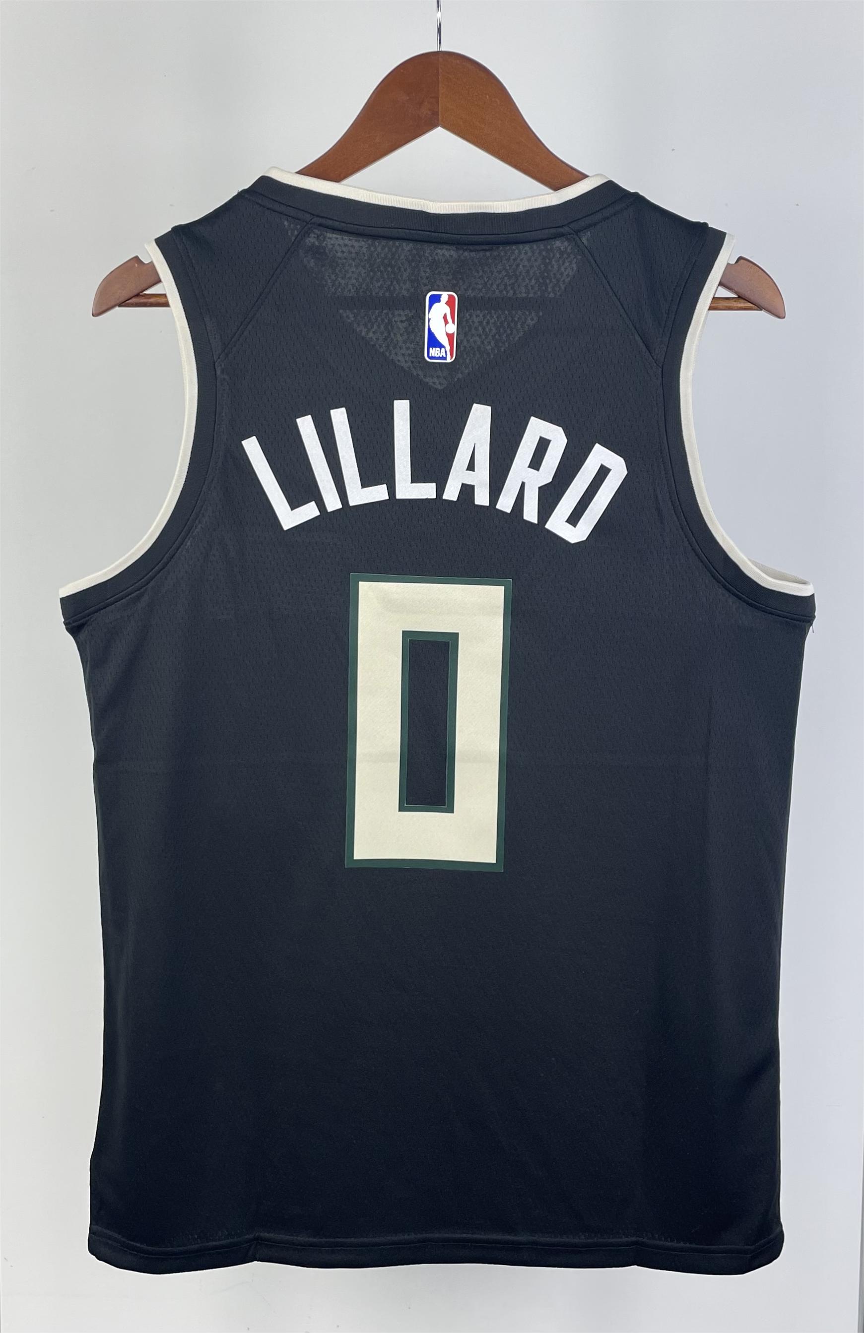 NBA Men 2021 Milwaukee Bucks Black #0 LILLARD Jersey High Quality Name and Number Print - leoleo123123