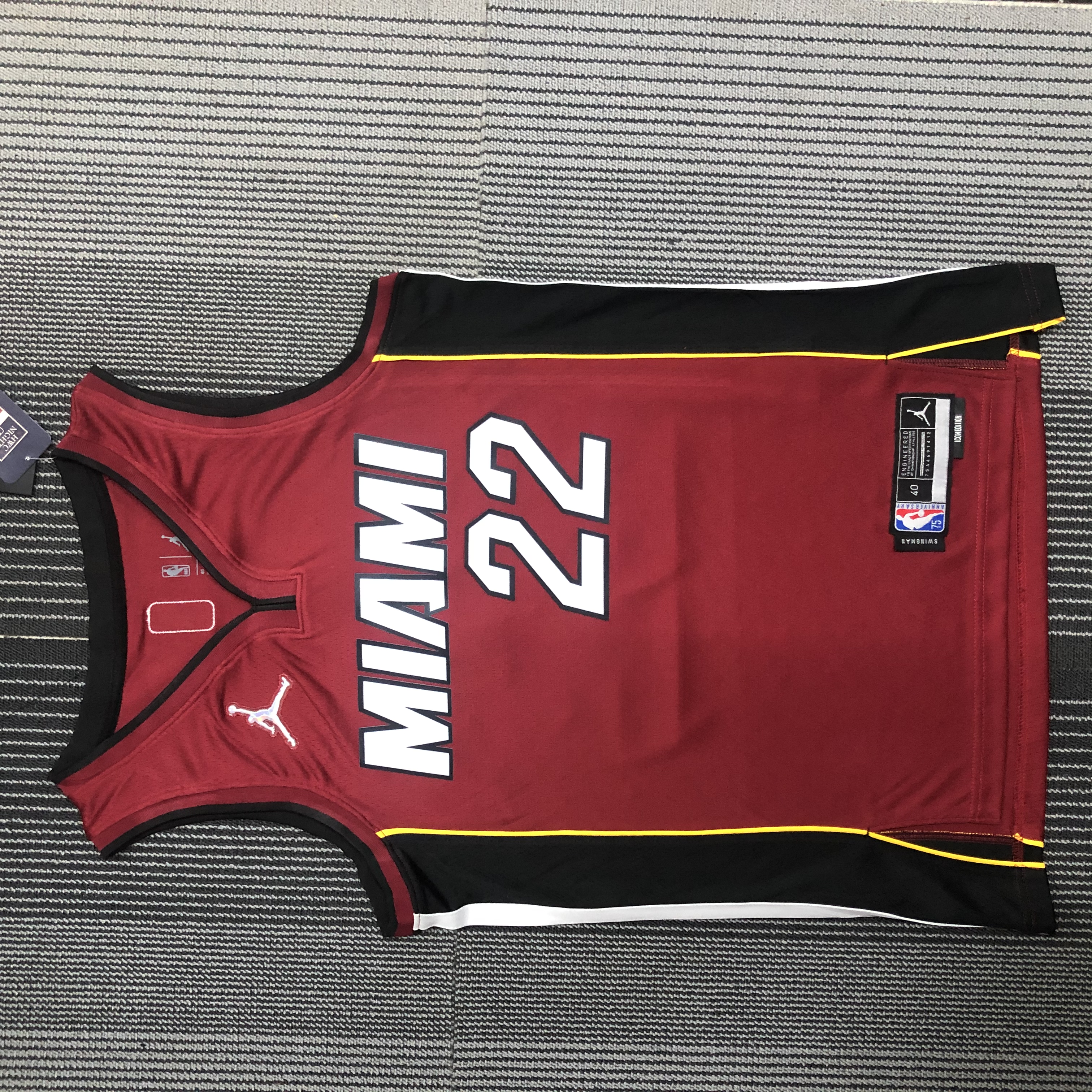 NBA Men 75th Anniversary Miami Heat Red #22 BUTLER Jersey High Quality Name and Number Print - leoleo123123