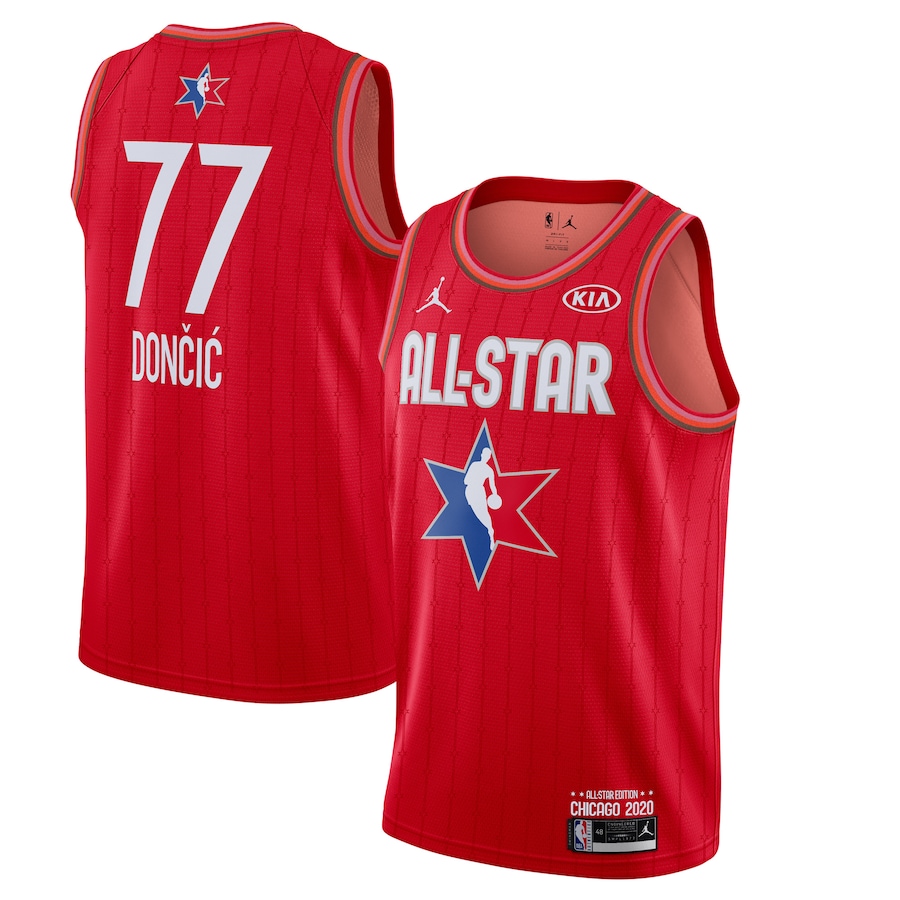 NBA Men 2020 All Star Jerseys Red #77 DONCIC Jersey High Quality Name and Number Print - leoleo123123