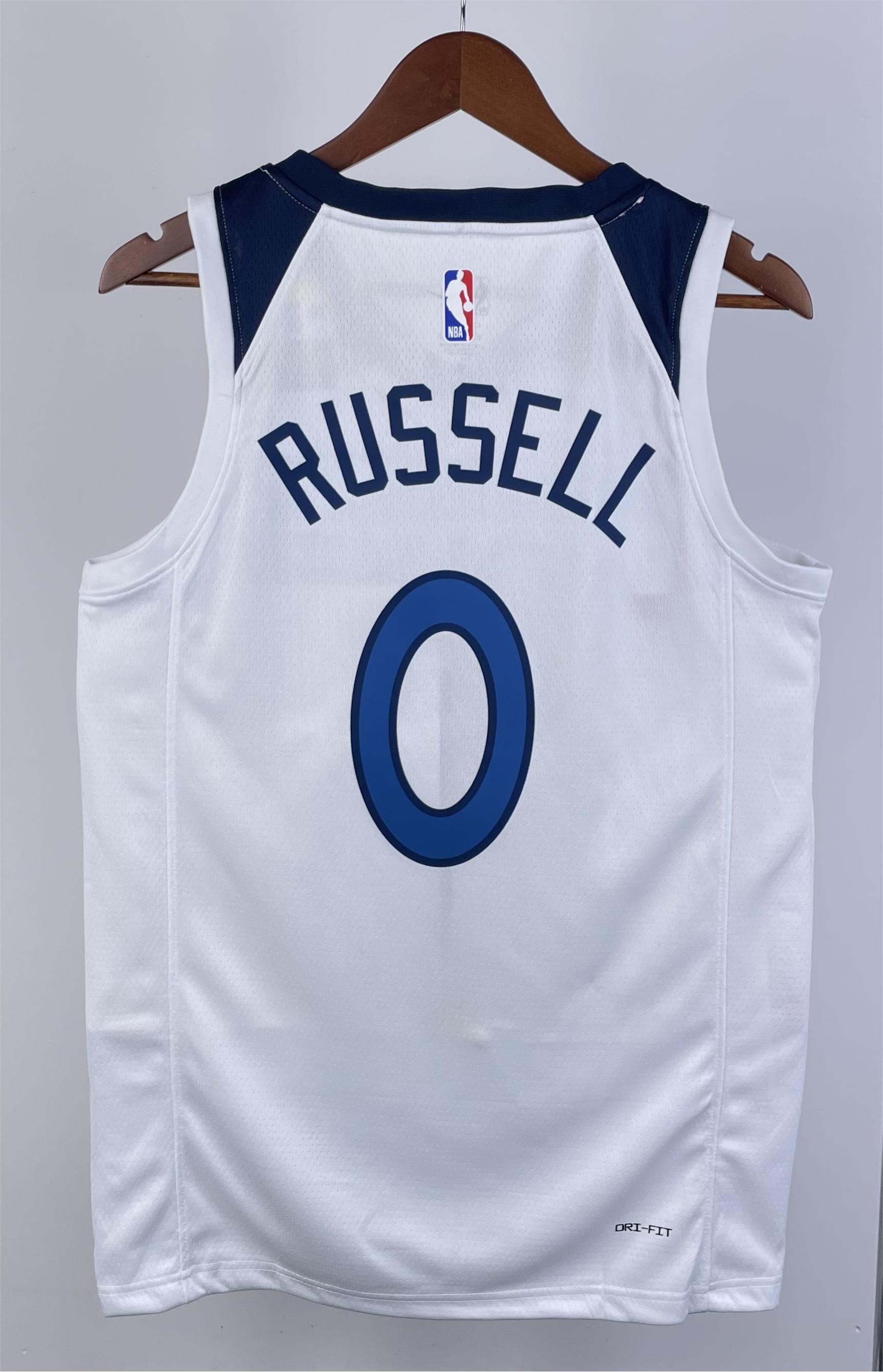 NBA Men 2023 Minnesota Timberwolves White #0 RUSSELL Jersey High Quality Name and Number Print - leoleo123123