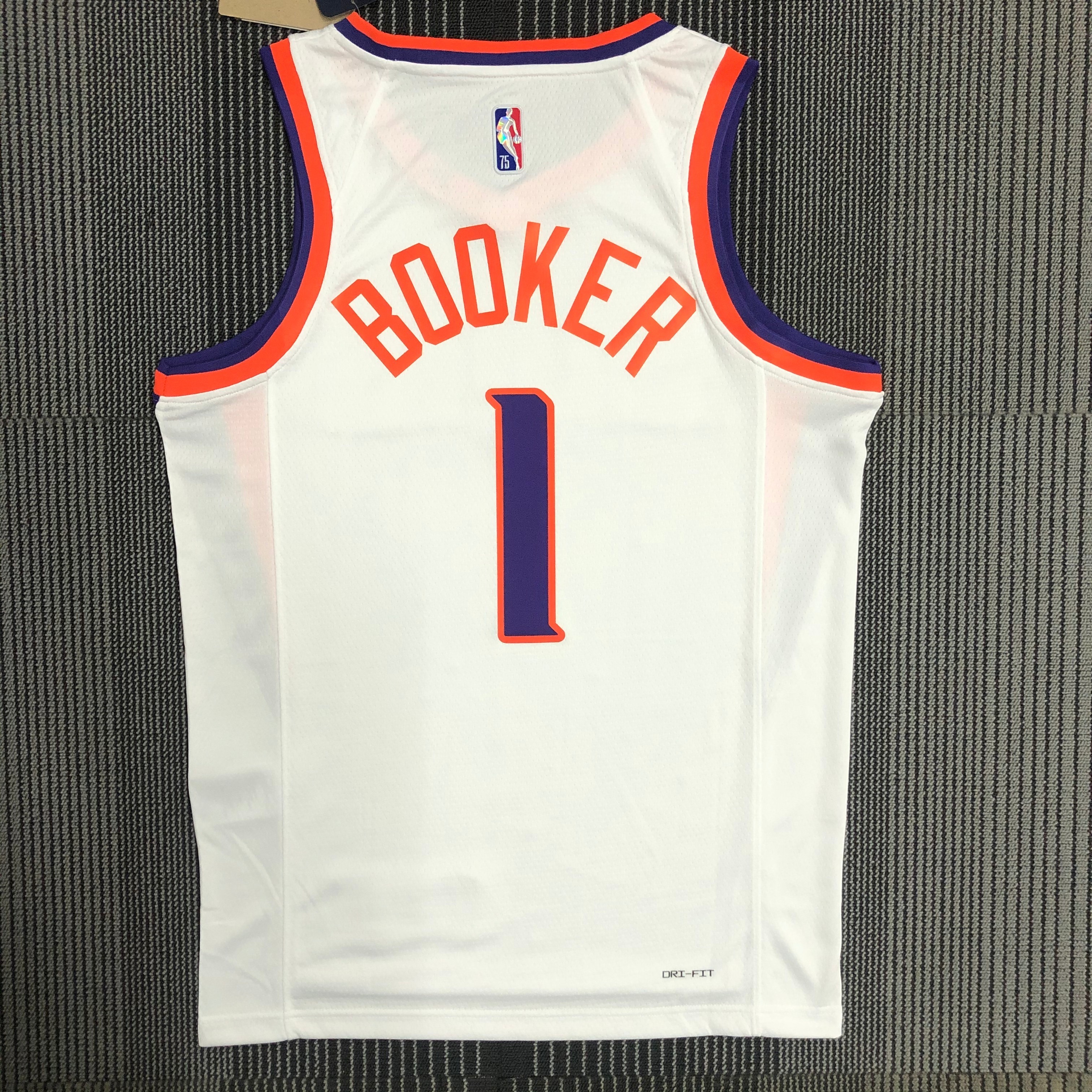 NBA Men 75 Anniversary Phoenix Suns White #1 BOOKER Jersey High Quality Name and Number Print - leoleo123123