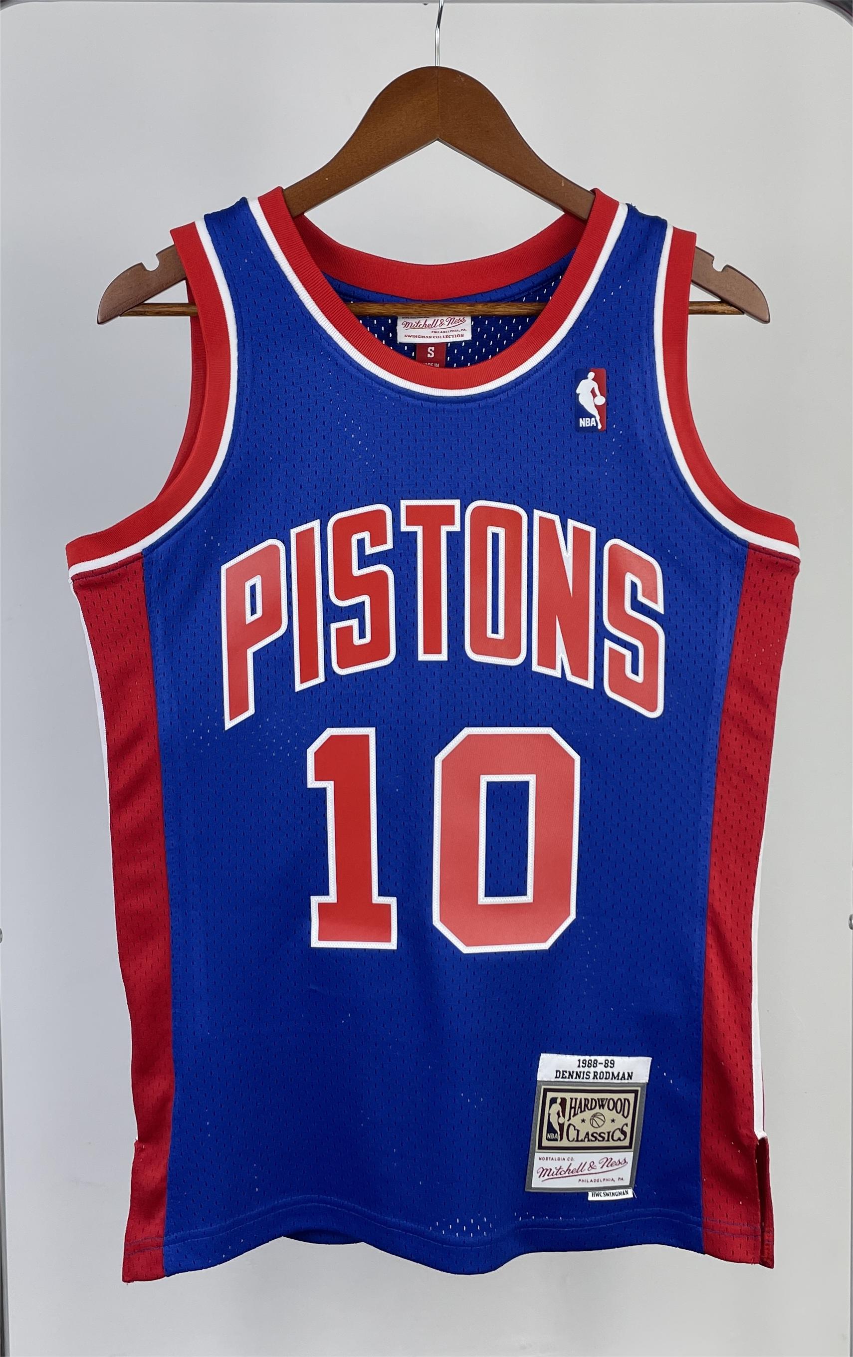 NBA Season 88-89 Detroit Pistons Blue #10 RODMAN Classic Swingman Jersey - leoleo123123