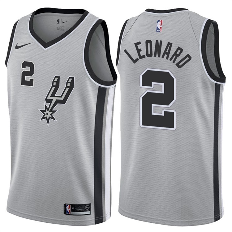 NBA Men San Antonio Spurs Grey #2 LEONARD Jersey High Quality Name and Number Print - leoleo123123