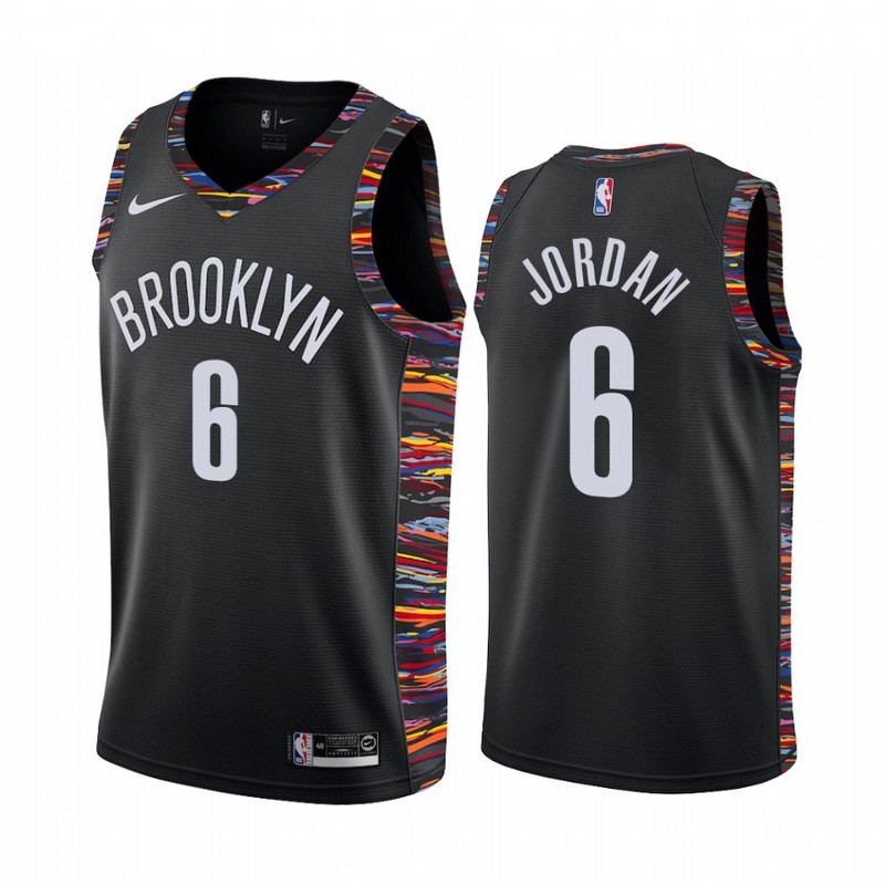 NBA Men New Brooklyn Nets Black City #6 JORDAN Jersey High Quality Name and Number Print - leoleo123123