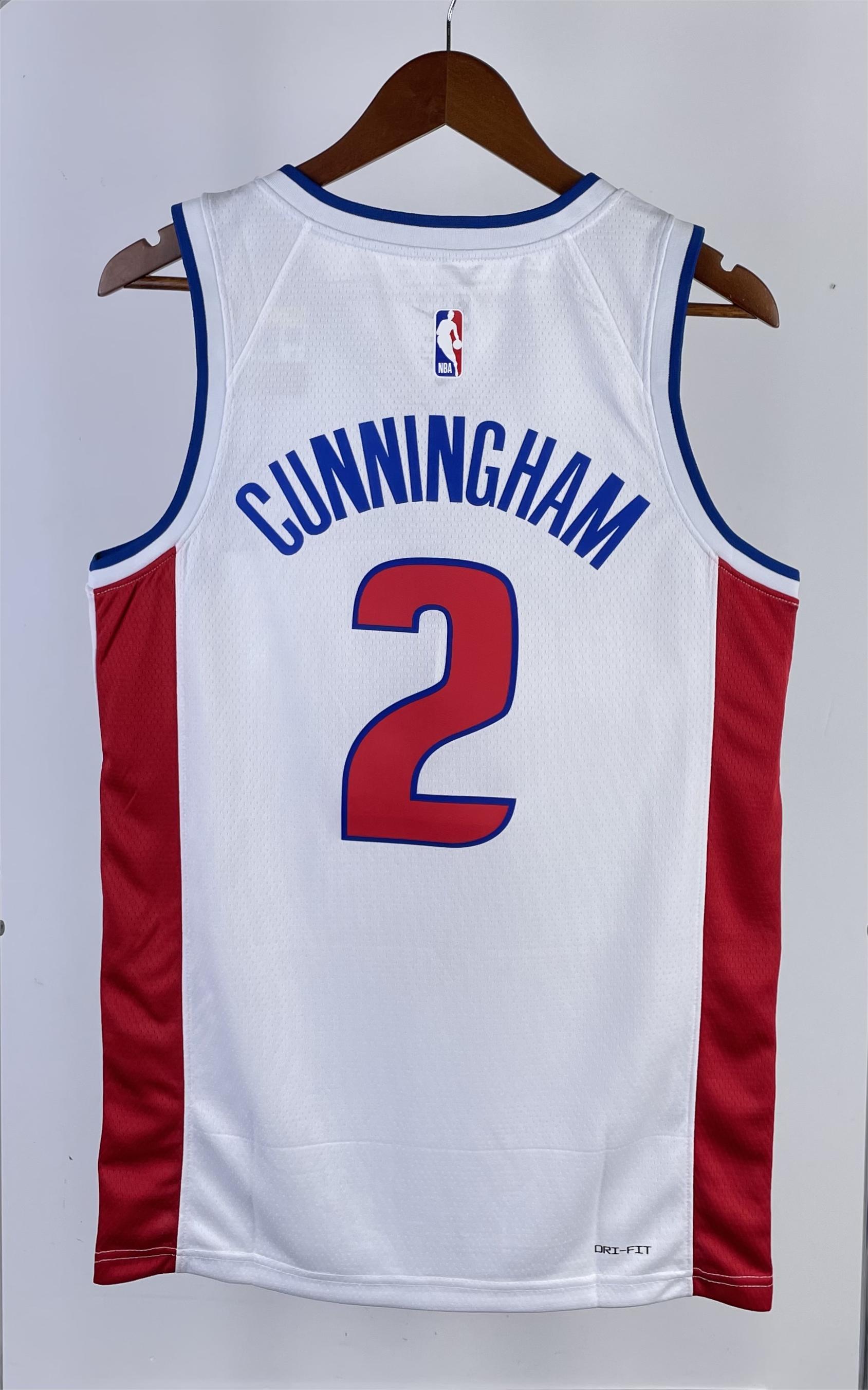 NBA Season 2023 Detroit Pistons White #2 CUNNINGHAM Jersey High Quality Name and Number Print - leoleo123123