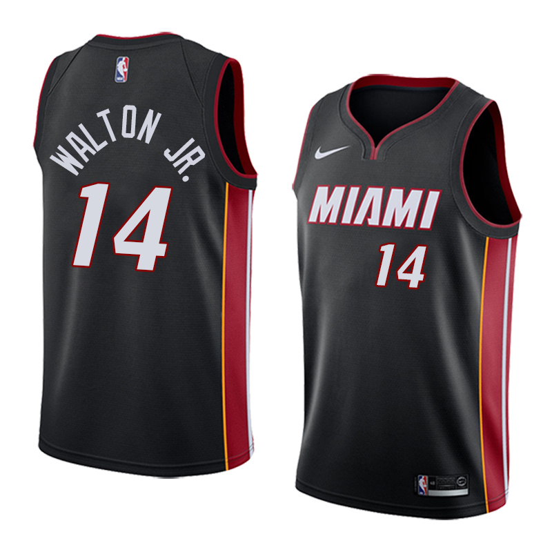 NBA Men Miami Heat Black #14 WALTON JR. Jersey High Quality Name and Number Print - leoleo123123