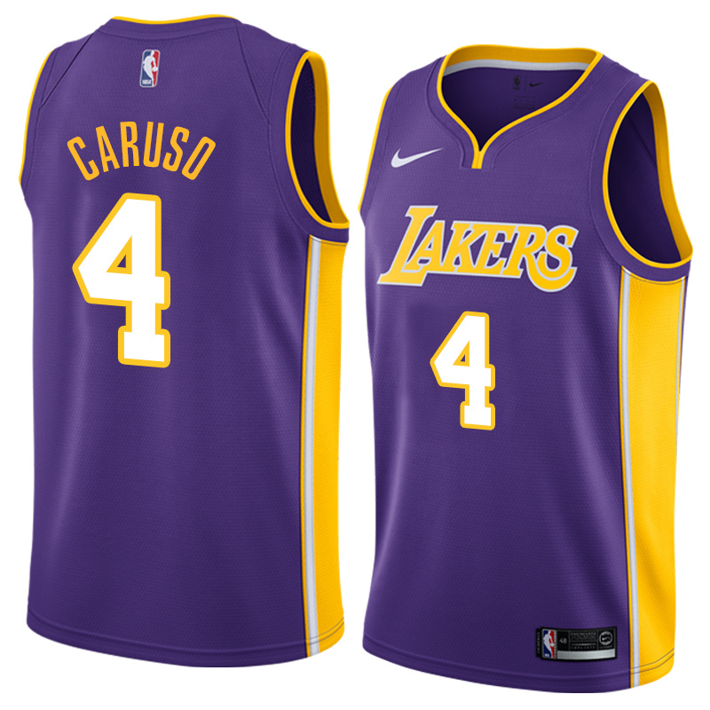 NBA Men Los Angeles Lakers Purple #4 CARUSO V-neck Jersey High Quality Name and Number Print - leoleo123123