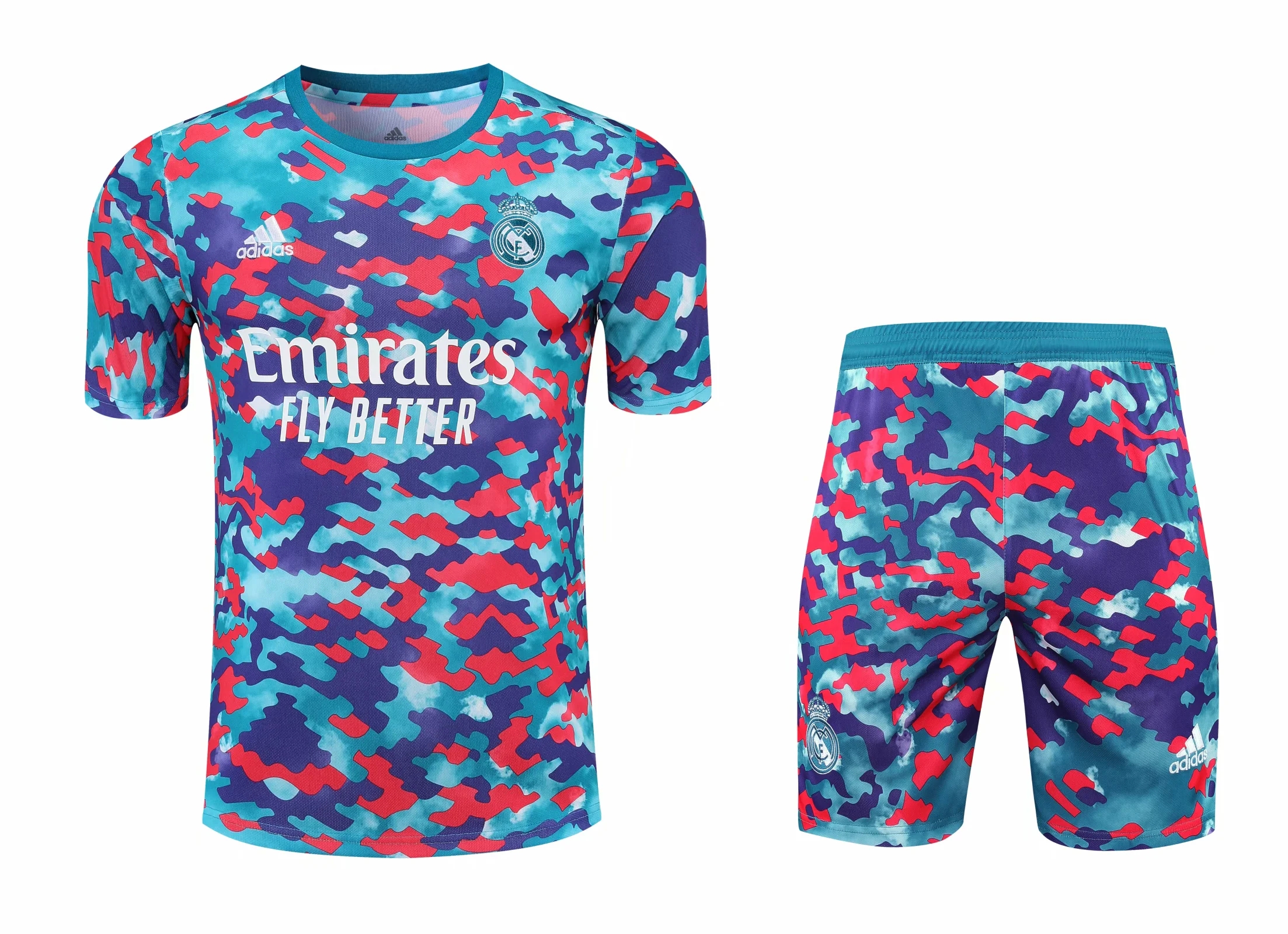21-22 Real Madrid Camouflage Training Set--Short sleeve and Short Pant Training Tracksuit - leoleo123123