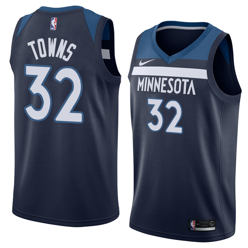 NBA Men Minnesota Timberwolves Dark Blue #32 TOWNS Jersey High Quality Name and Number Print - leoleo123123