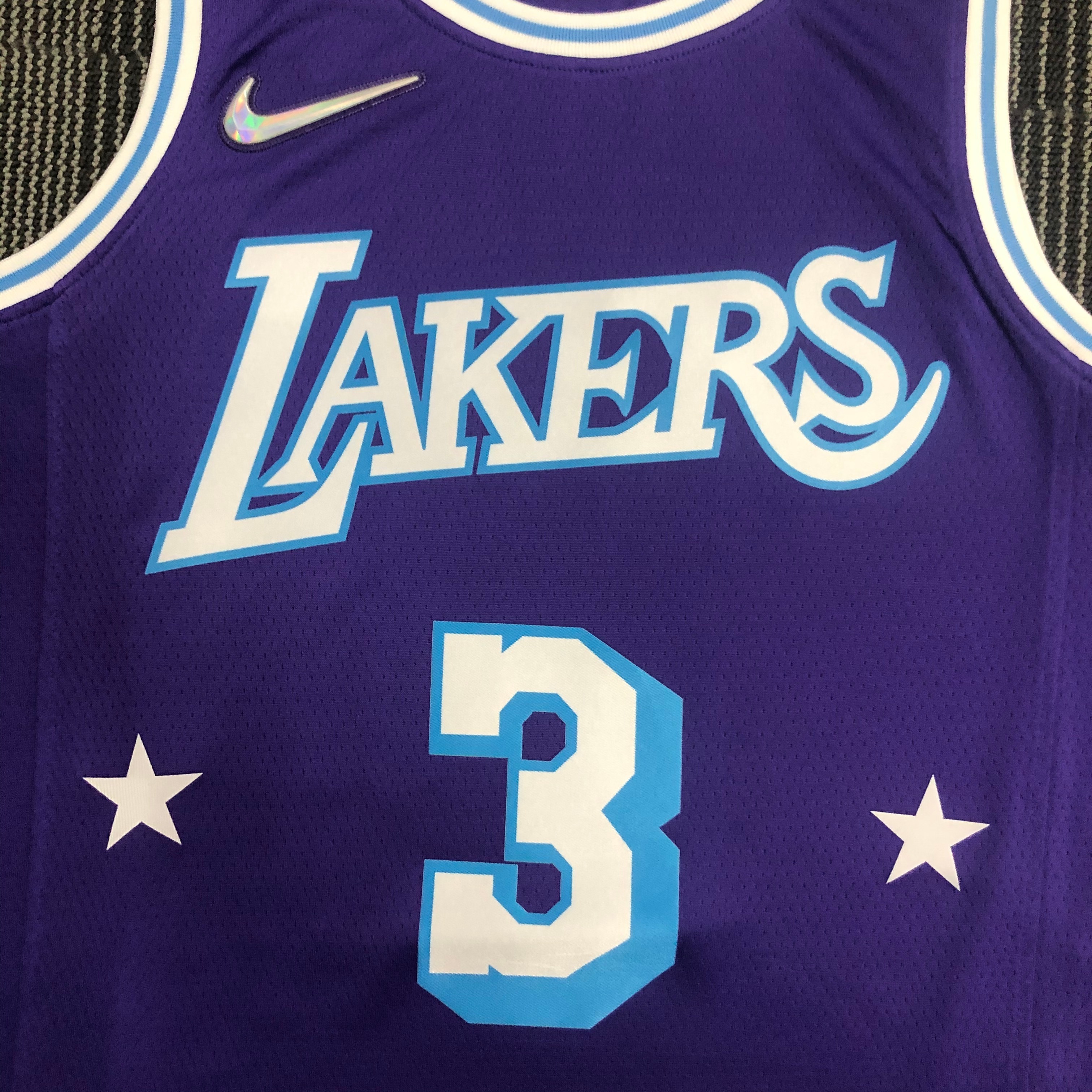 NBA Season 2022 75th Anniversary Los Angeles Lakers Purple Round Neck #3 DAVIS Jersey High Quality Name and Number Print - leoleo123123