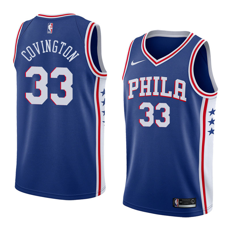 NBA Men Philadelphia 76ers Blue #33 COVINGTON Jersey High Quality Name and Number Print - leoleo123123