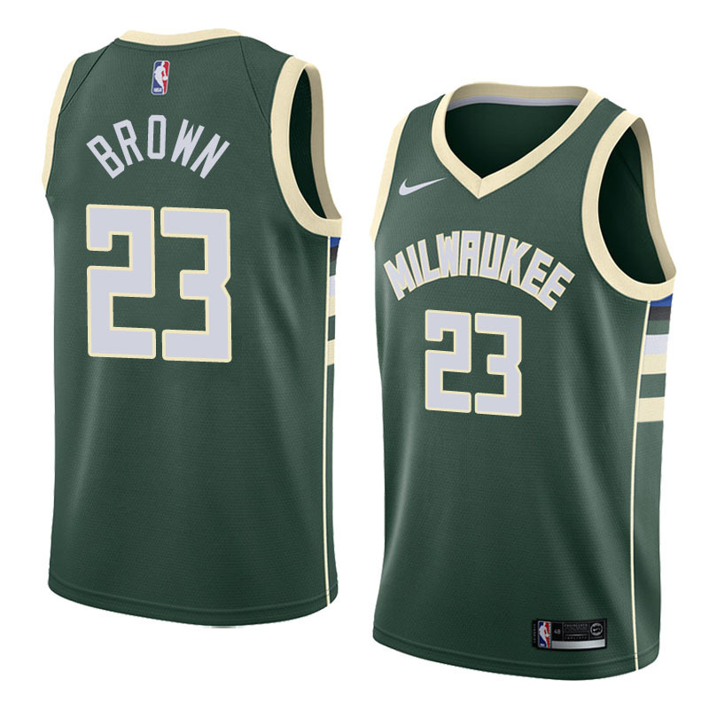 NBA Men Milwaukee Bucks Green #23 BROWN Jersey High Quality Name and Number Print - leoleo123123