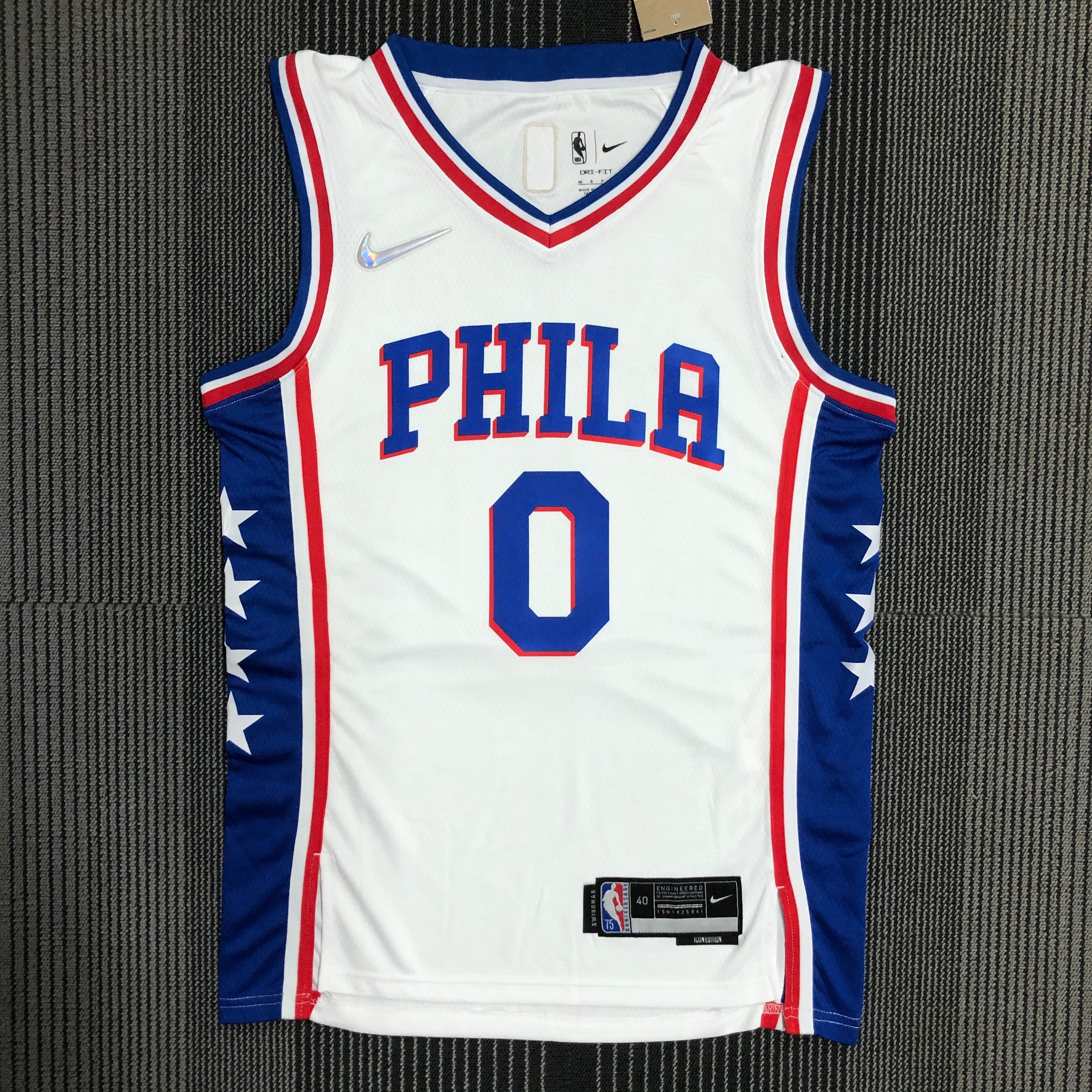 NBA Men 75th Anniversary Season 2022 Philadelphia 76ers White V-neck #0 MAXEY Jersey High Quality Name and Number Print - leoleo123123