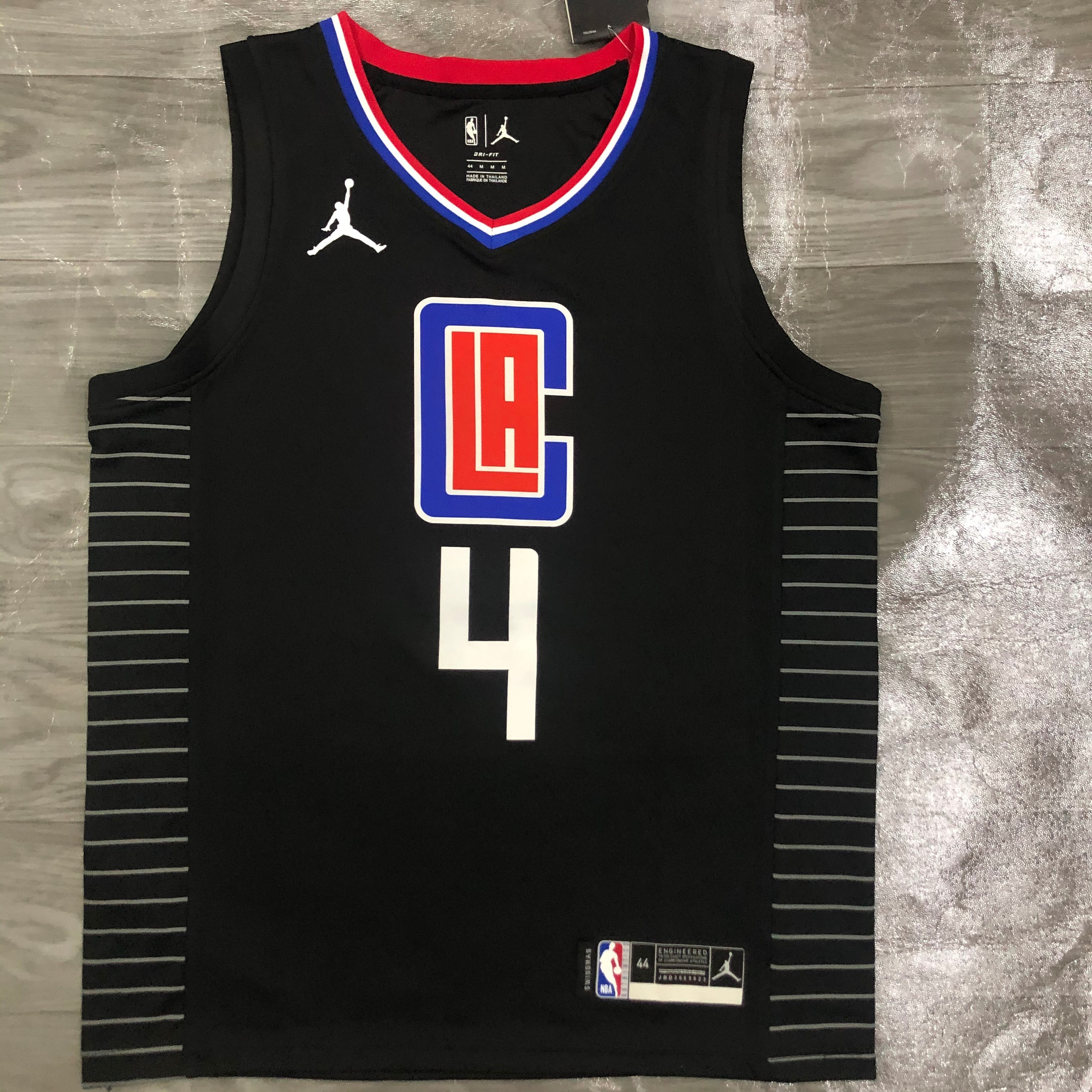 NBA Men Season 2021 Los Angeles Clippers Black City #4 RONDO Jersey with Jordan Logo High Quality Name and Number Print - leoleo123123