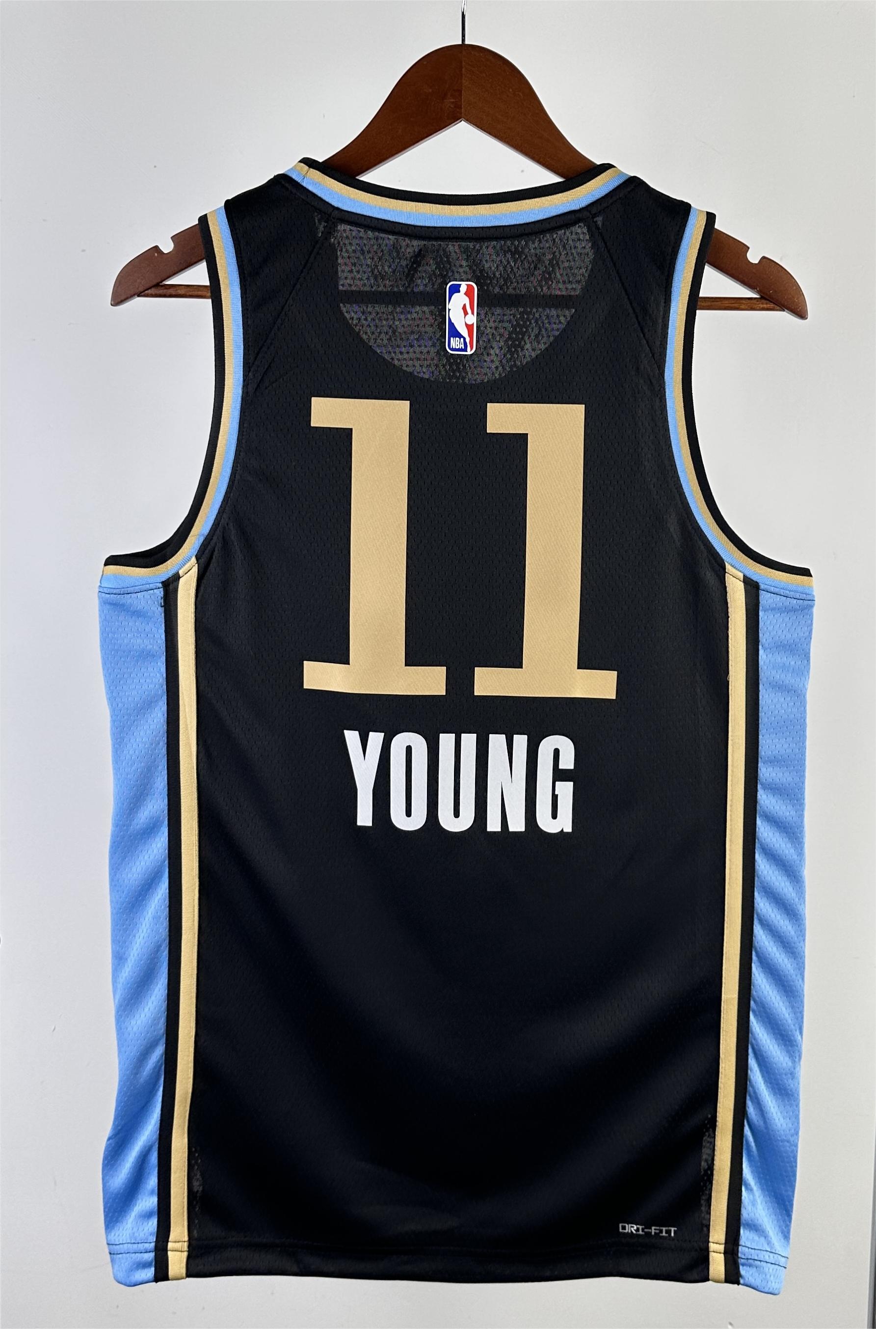 NBA Men 2024 Atlanta Hawks Black City Edition #11 YOUNG Jersey High Quality Name and Number Print - leoleo123123