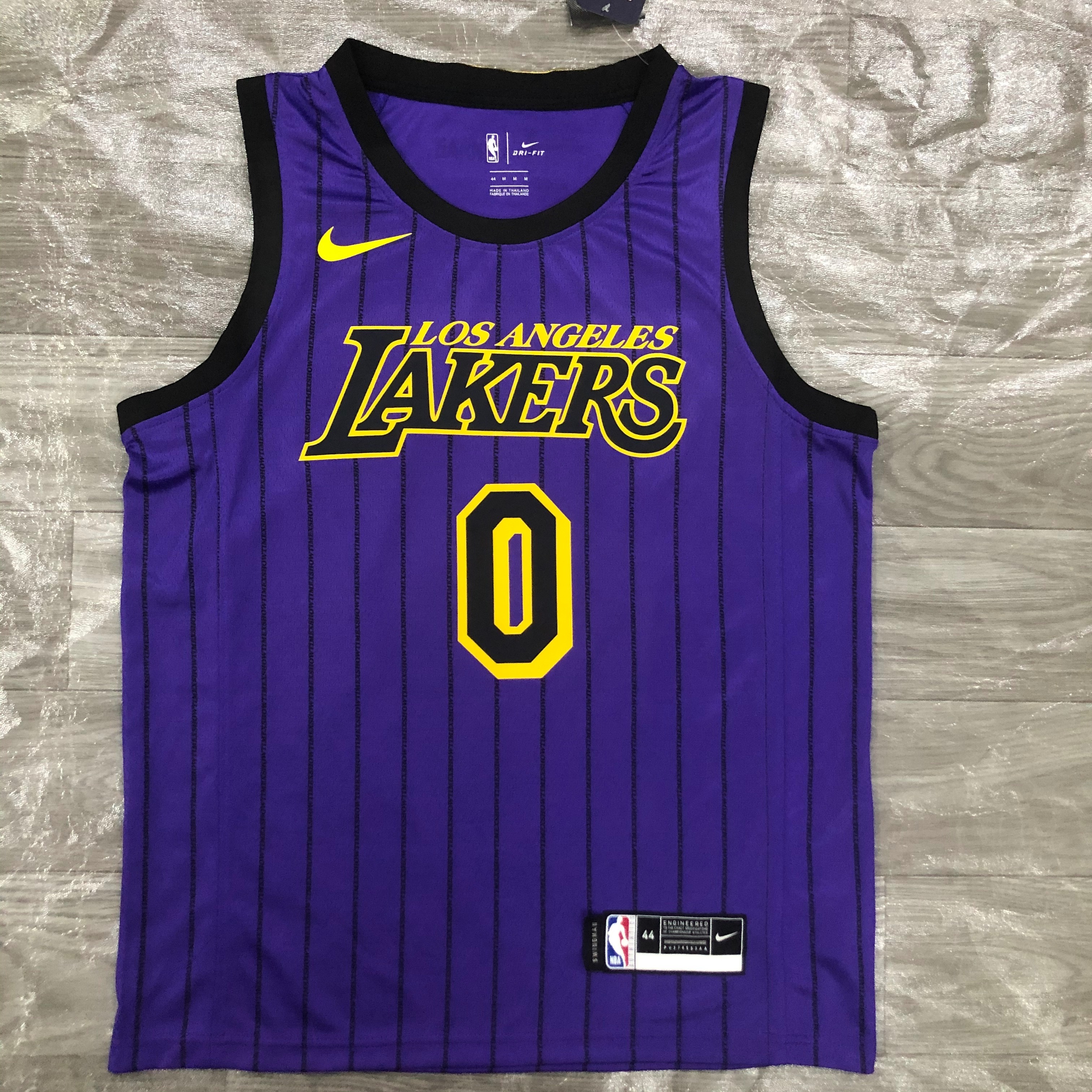 NBA Men Los Angeles Lakers Retro Purple with Black Lines #0 YOUNG Round Neck Jersey High Quality Name and Number Print - leoleo123123