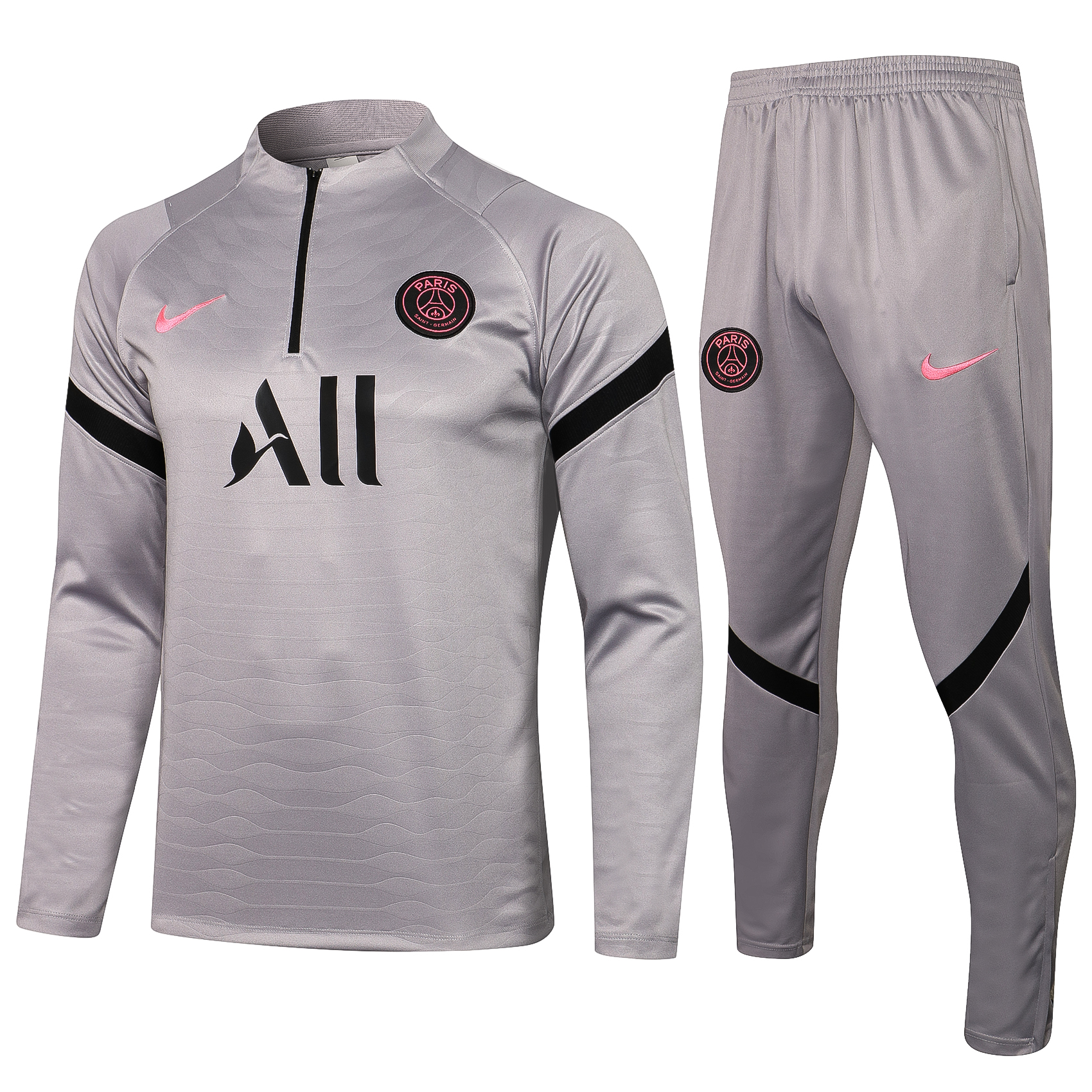 21-22 PSG Jordan Grey Sweater Tracksuit with Zipper Thai Quality - leoleo123123