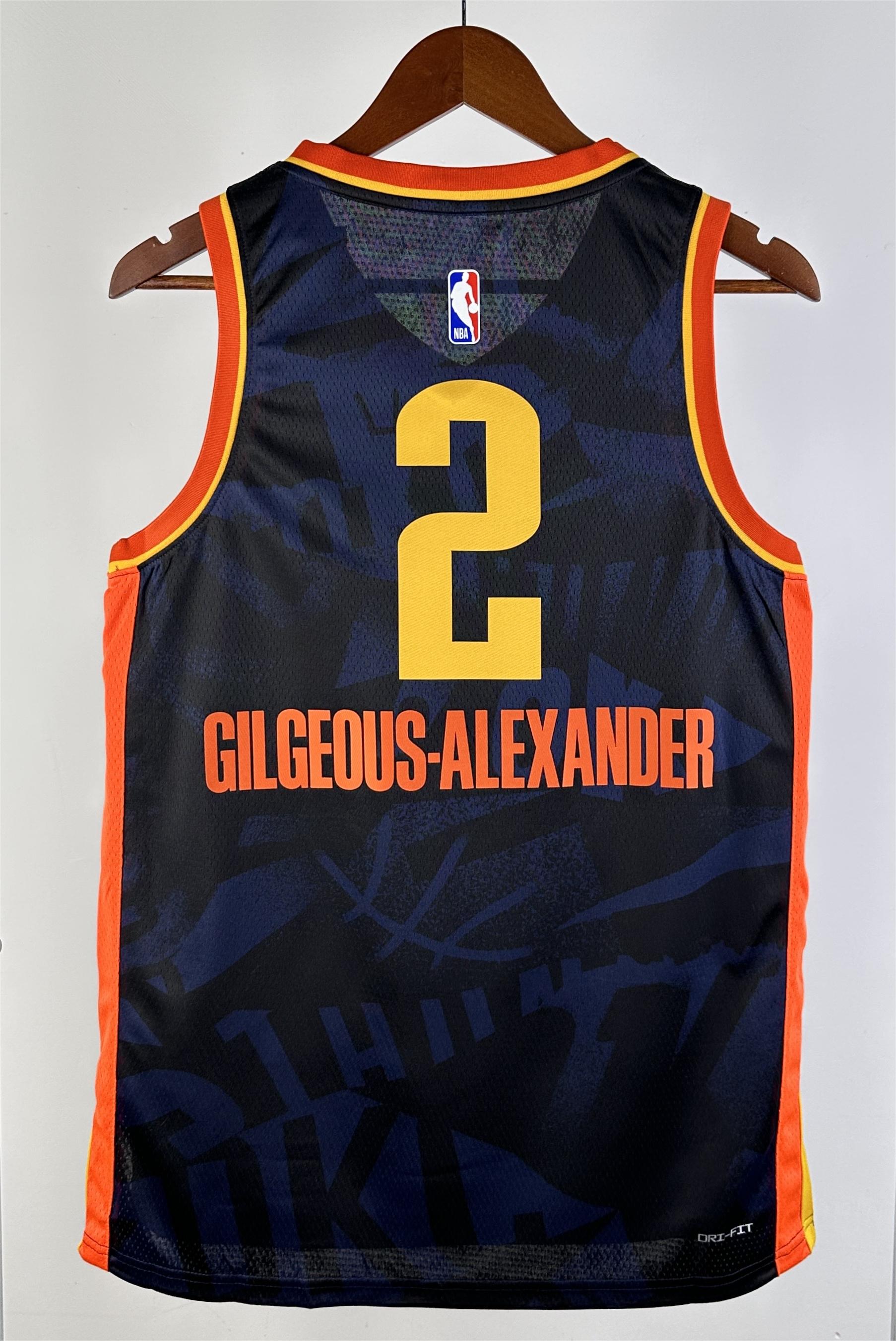 NBA Men 2024 Oklahoma City Thunder City Edition Dark Blue #2 GILGEOUS-ALEXANDER Jersey High Quality Name and Number Print - leoleo123123