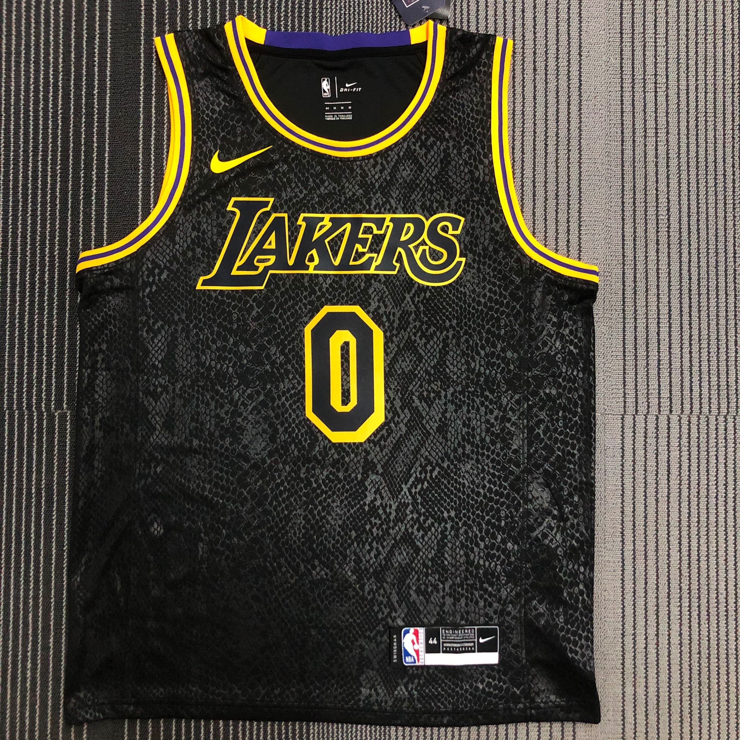 NBA Men Los Angeles Lakers Black #0 WESTBROOK Round Neck Jersey High Quality Name and Number Print - leoleo123123