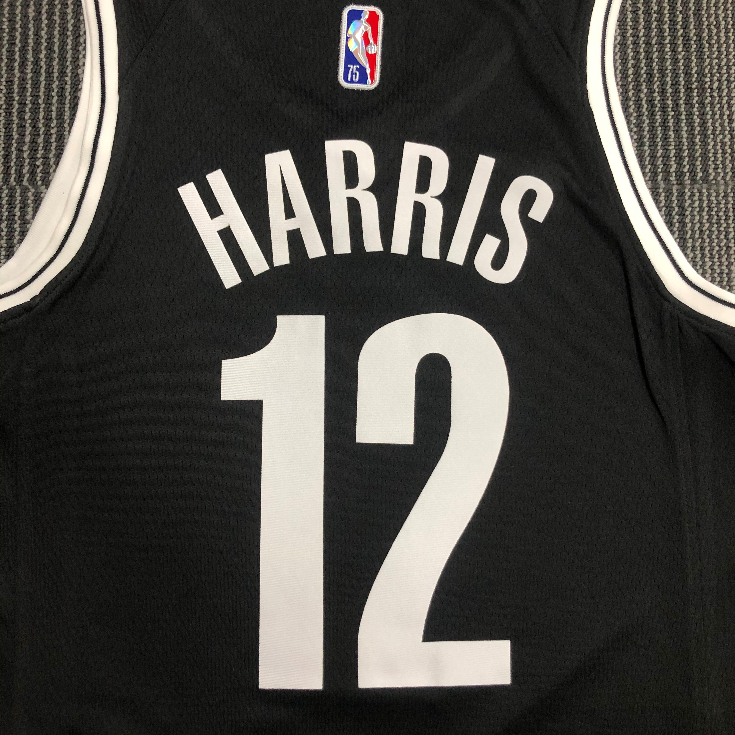 NBA Men 75th Anniversary Brooklyn Nets Black #12 HARRIS Jersey High Quality Name and Number Print - leoleo123123