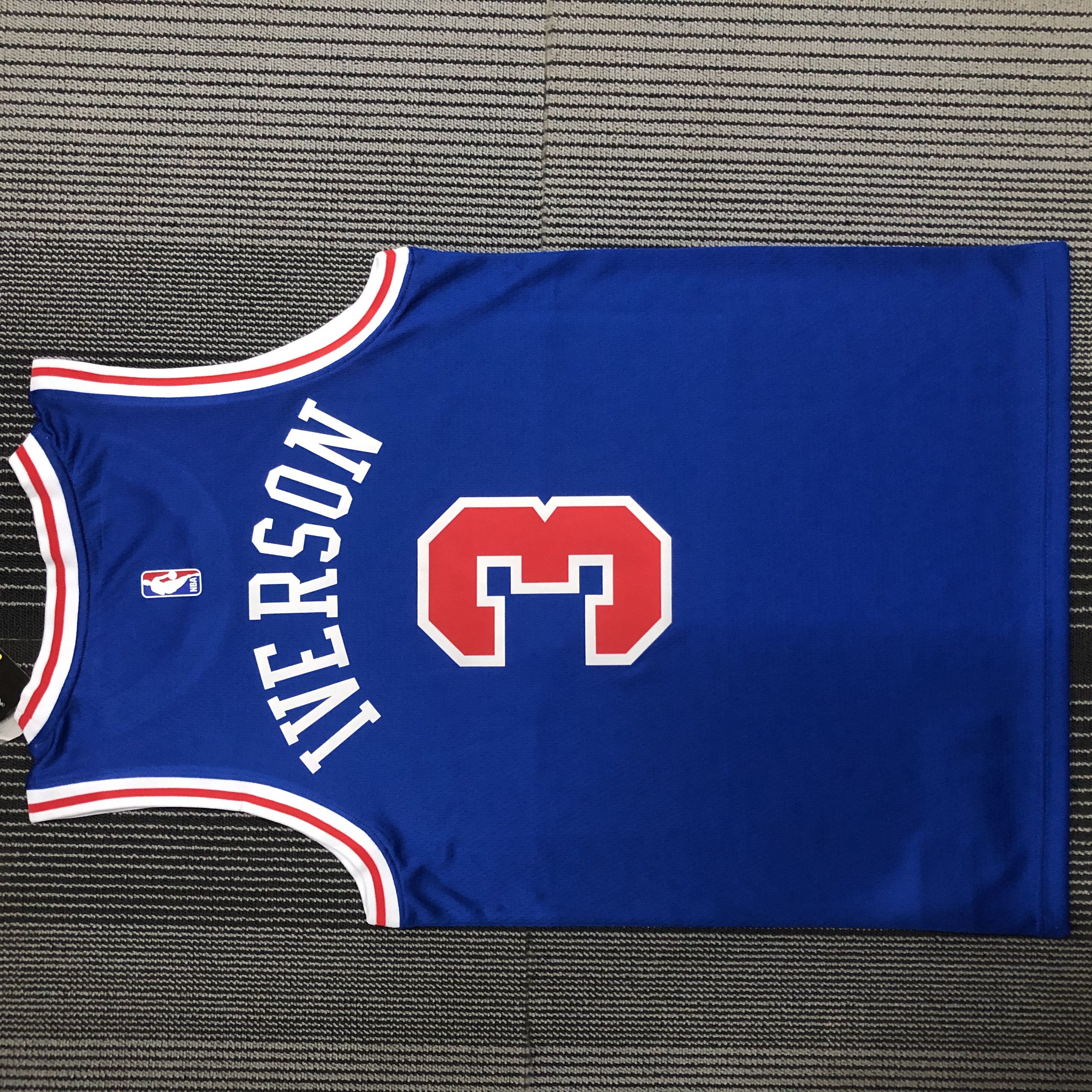 NBA Men Philadelphia 76ers Retro Blue Round-neck #3 IVERSON Jersey High Quality Name and Number Print - leoleo123123