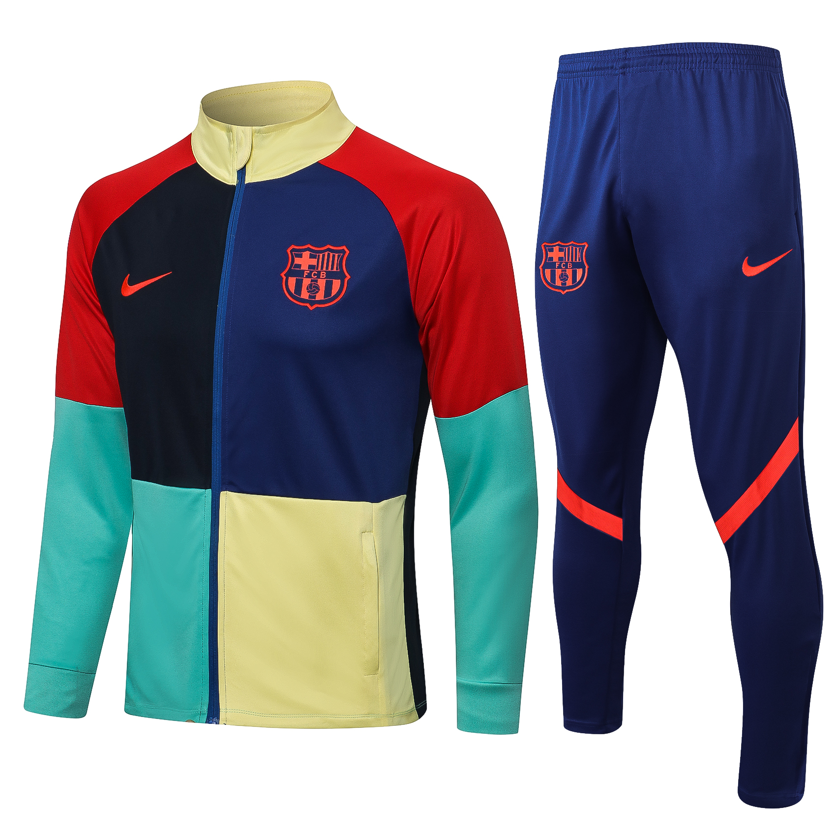 21/22 Barcelona Blue, Black, Green and Yellow Jacket Tracksuit Thai Quality - leoleo123123