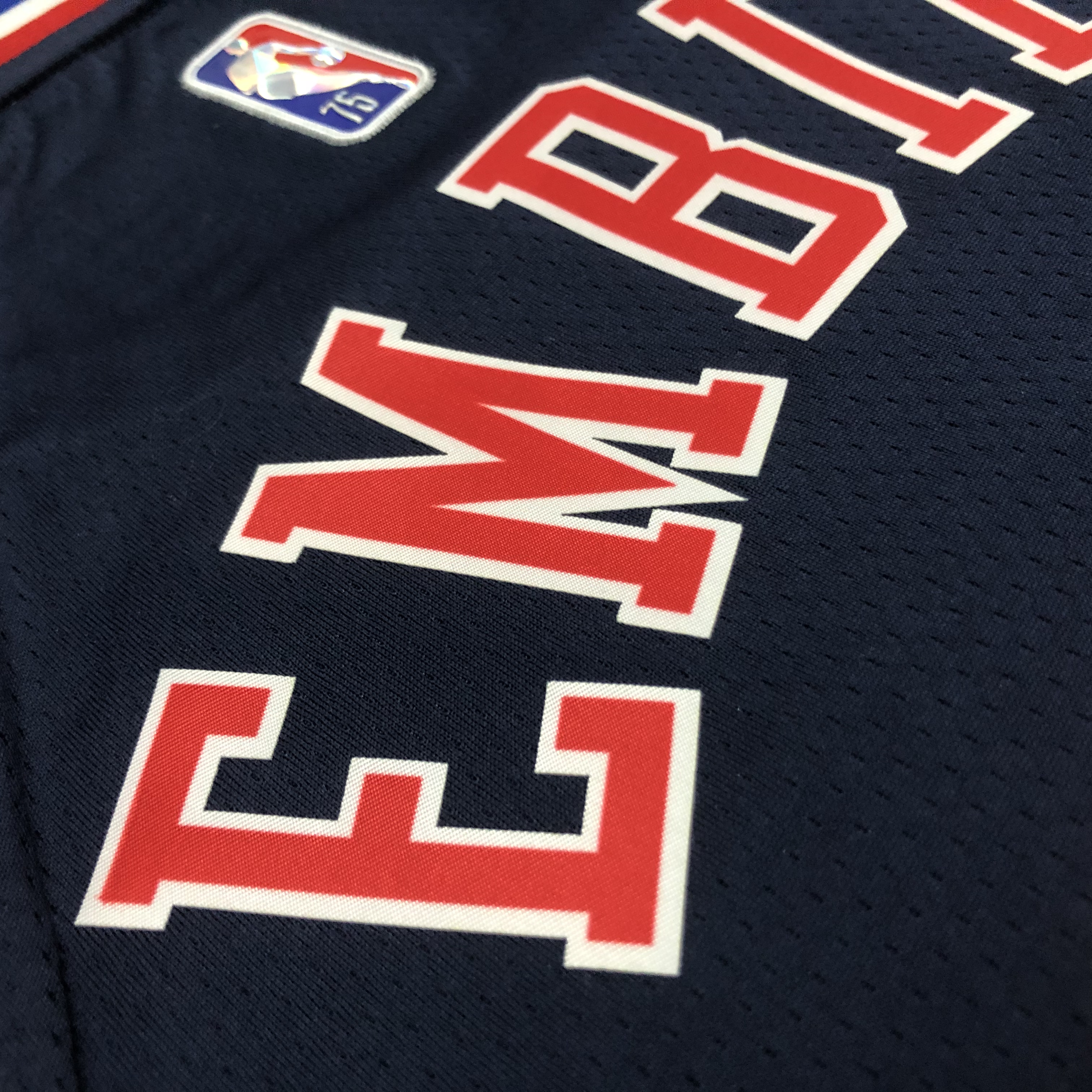 NBA Men 75th Anniversary Season 2022 Philadelphia 76ers Dark Blue #21 EMBIID Jersey High Quality Name and Number Print - leoleo123123